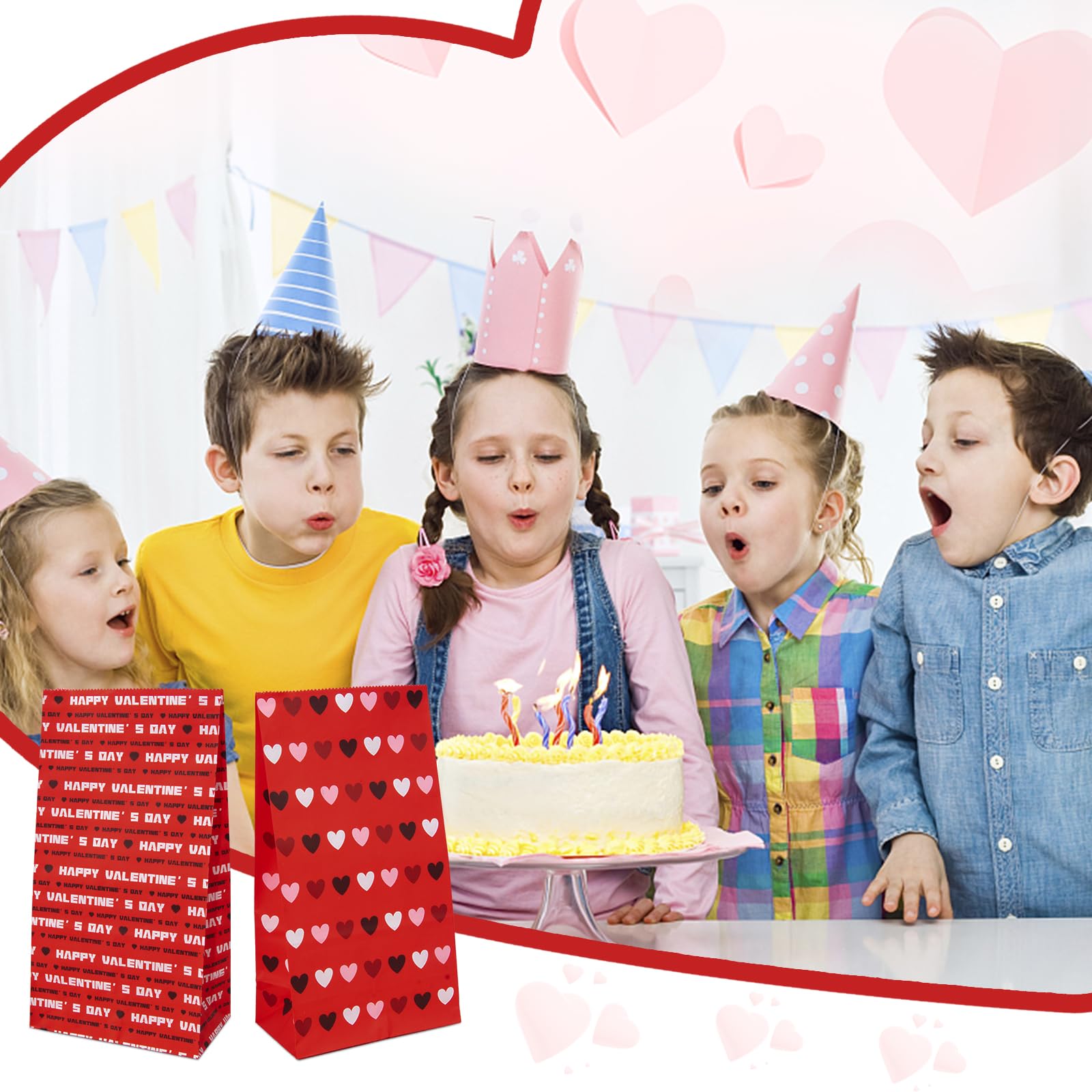 30 Pcs Valentine's Day Gift Bags for Kids - Classroom Exchange Presents, Party Favors & Goodie Bags | Cute Paper Treat Sacks for Valentine's Gifts (Boys & Girls) - Perfect for School Parties, Classroom Activities & Holiday Celebrations