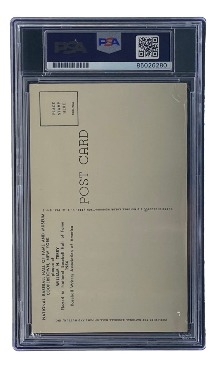 Bill Terry Autographed 4x6 New York Giants Hall of Fame Plaque Card with PSA/DNA Certification #85026280 - Perfect for Sports Memorabilia Collectors and Giants Fans Display
