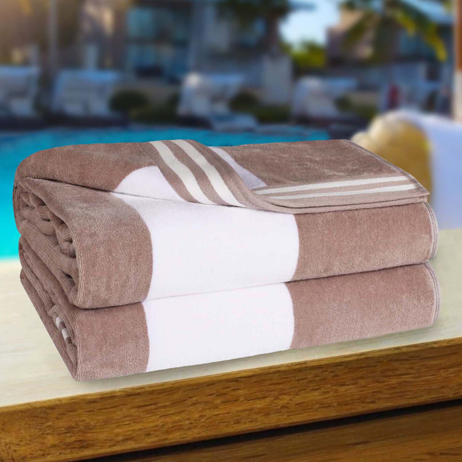 Premium Cabana Stripe Oversized Cotton Beach Towel Set of 2, 4, or 6 - Soft, Absorbent & Quick-Drying for Pool, Beach, Vacation & Spa Use
