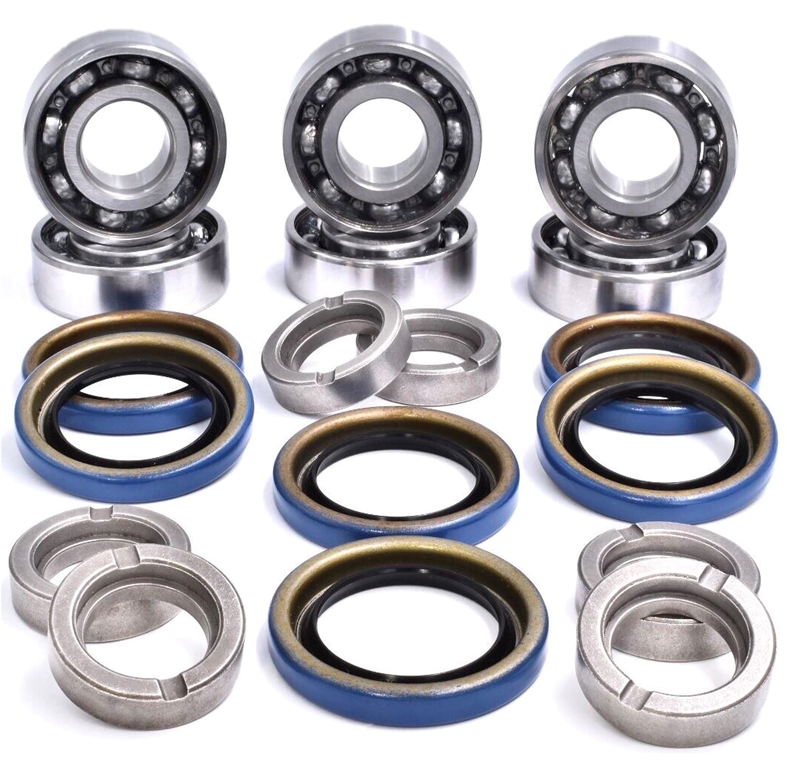 John Deere AM115721 ET15755 M110024 M110008 HD Switch Deck Blade Spindle Bearing Seal & Spacer Rebuild Kit - 3 Kits with C3 Bearing Clearances - Perfect for Tractor Mower Maintenance & Agricultural Equipment Repair