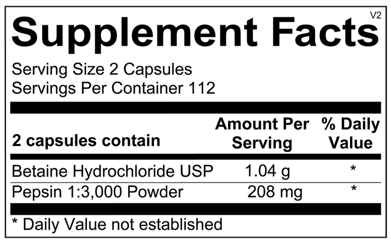 OrthoMolecular Products Betaine & Pepsin Supplement - Supports Digestion & Stomach Health - Ideal for Digestive Enzyme Deficiency & Acid Reflux Relief
