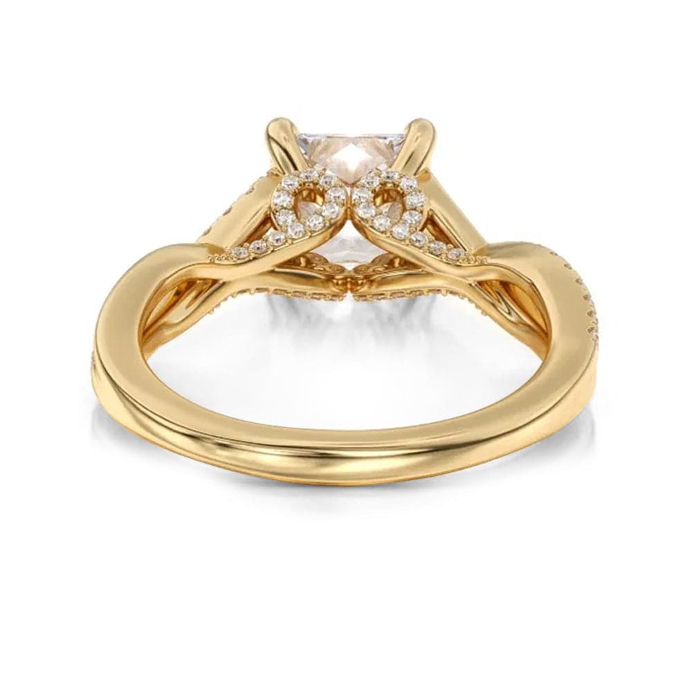 Princess Cut Moissanite Twisted Band Engagement Ring with Hidden Accents - Elegant Wedding Jewelry for Brides, Anniversary Gifts & Proposal Scenes