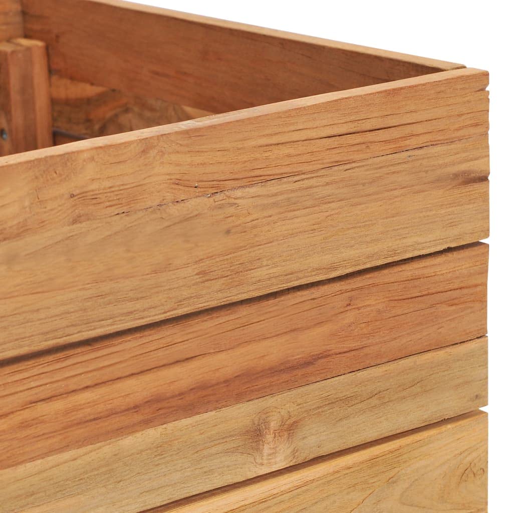 119.6''x15.7''x14.9'' Recycled Teak & Steel Raised Garden Bed - Outdoor Patio Furniture for Backyard, Deck, Lawn - Easy Assembly Gardening Solution for Vegetables, Flowers & Herbs