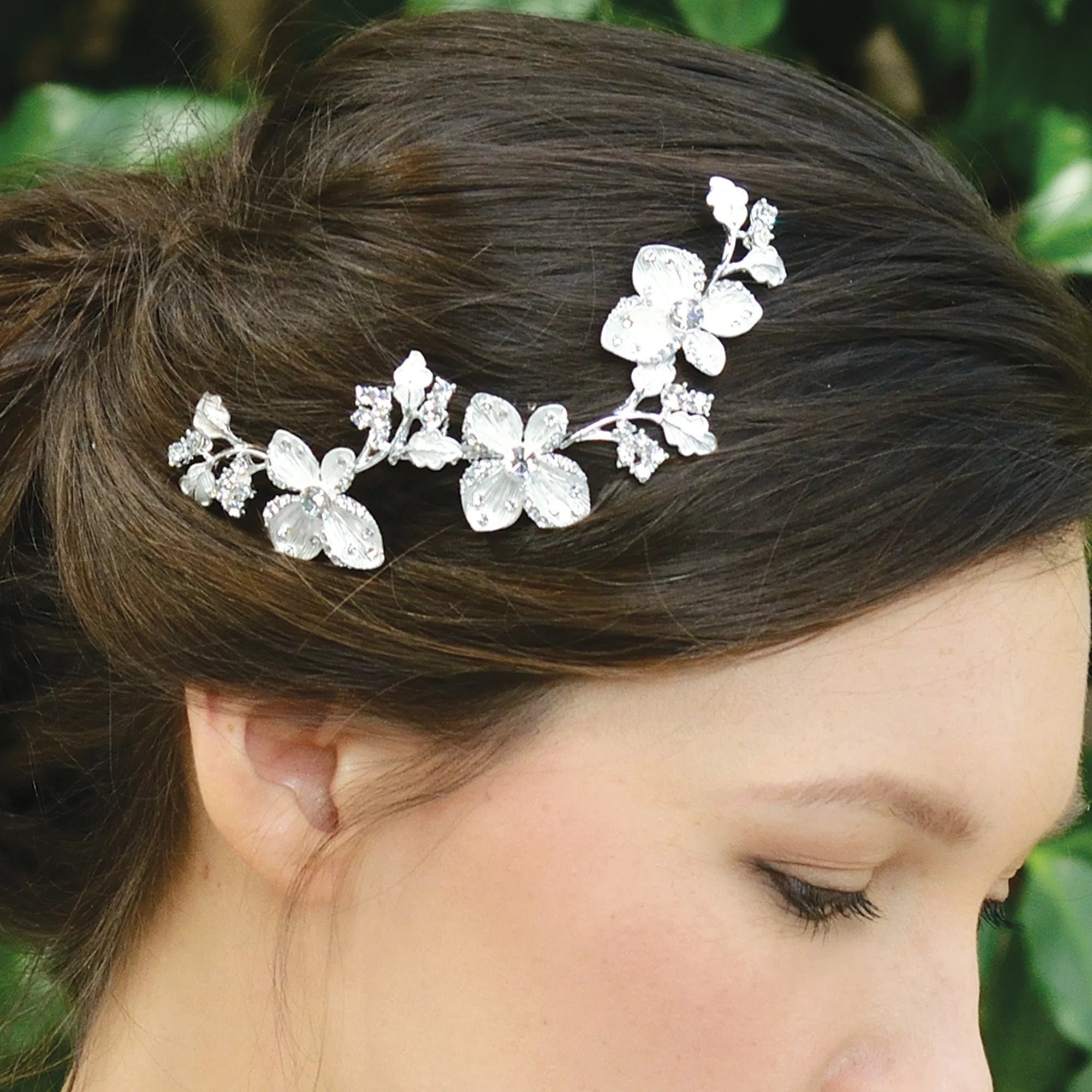 Elegant Silver Bridal Hair Comb with Sparkling Crystals - Peony Flower Design for Weddings, Prom & Special Occasions