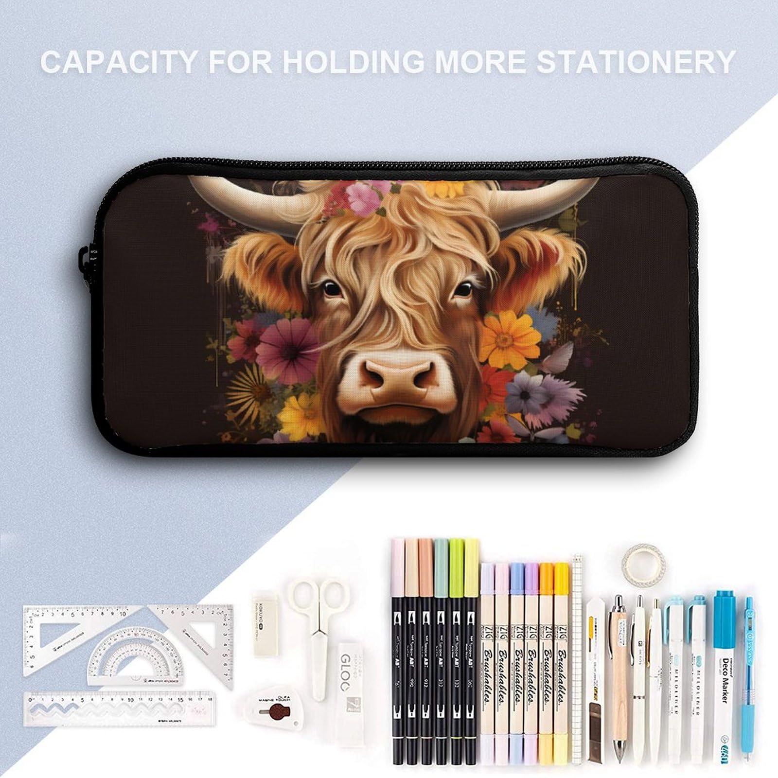 Highland Cow 3-Piece Laptop Backpack Set - 17 Inch School Backpack with Insulated Lunch Bag & Pencil Case for College Students, Office Work & Travel | Durable Bookbag for Daily Commute, Campus Life & Business Trips