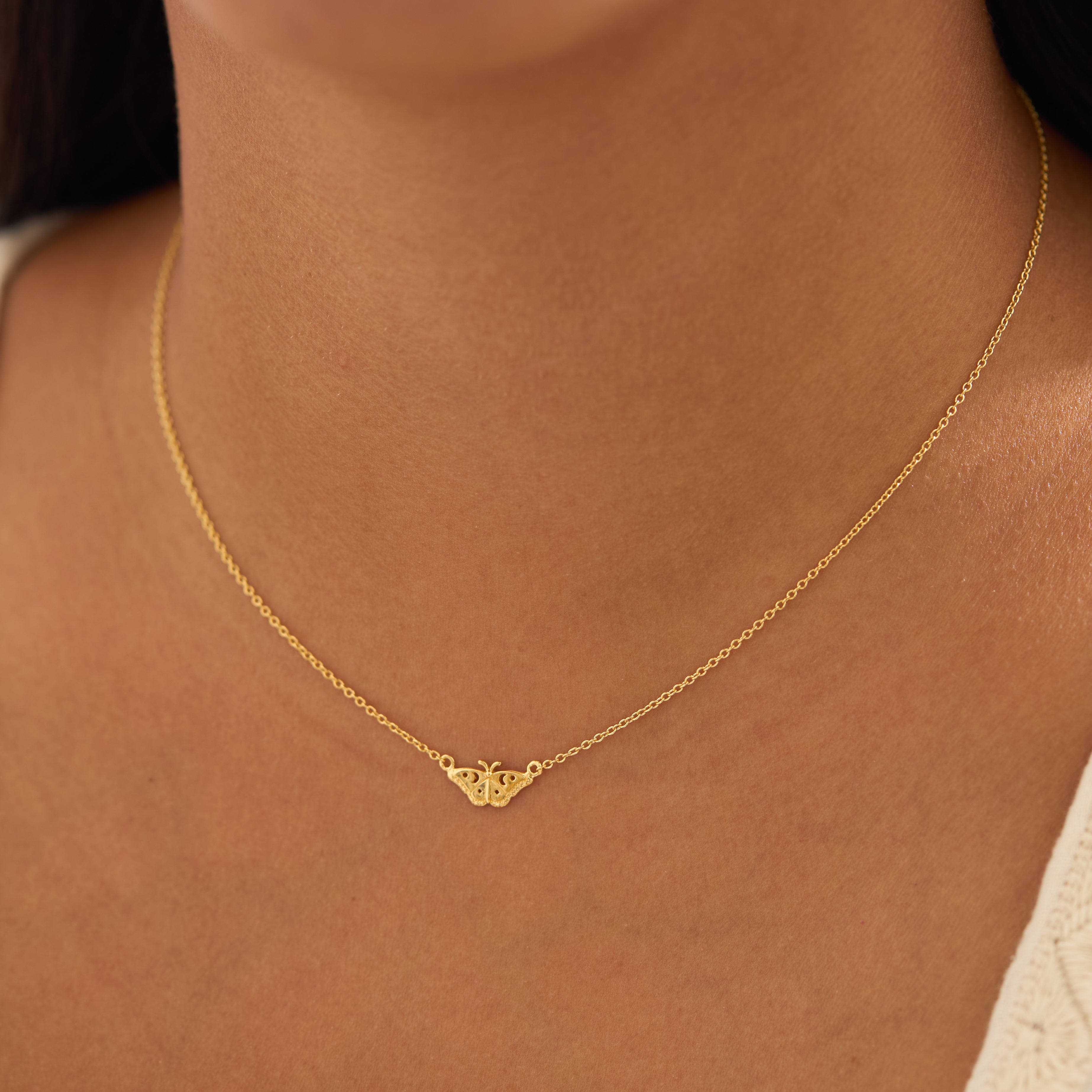 Celestial Moth Gold Necklace for Women - Elegant 14K Gold Butterfly Pendant Necklace - Perfect for Gifts, Parties & Everyday Wear