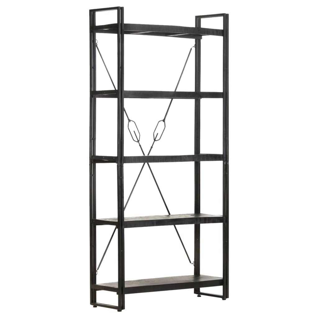 5-Tier Bookcase & Bookshelf - Solid Mango Wood Display Storage Shelf for Bedroom, Living Room & Office - 35.4