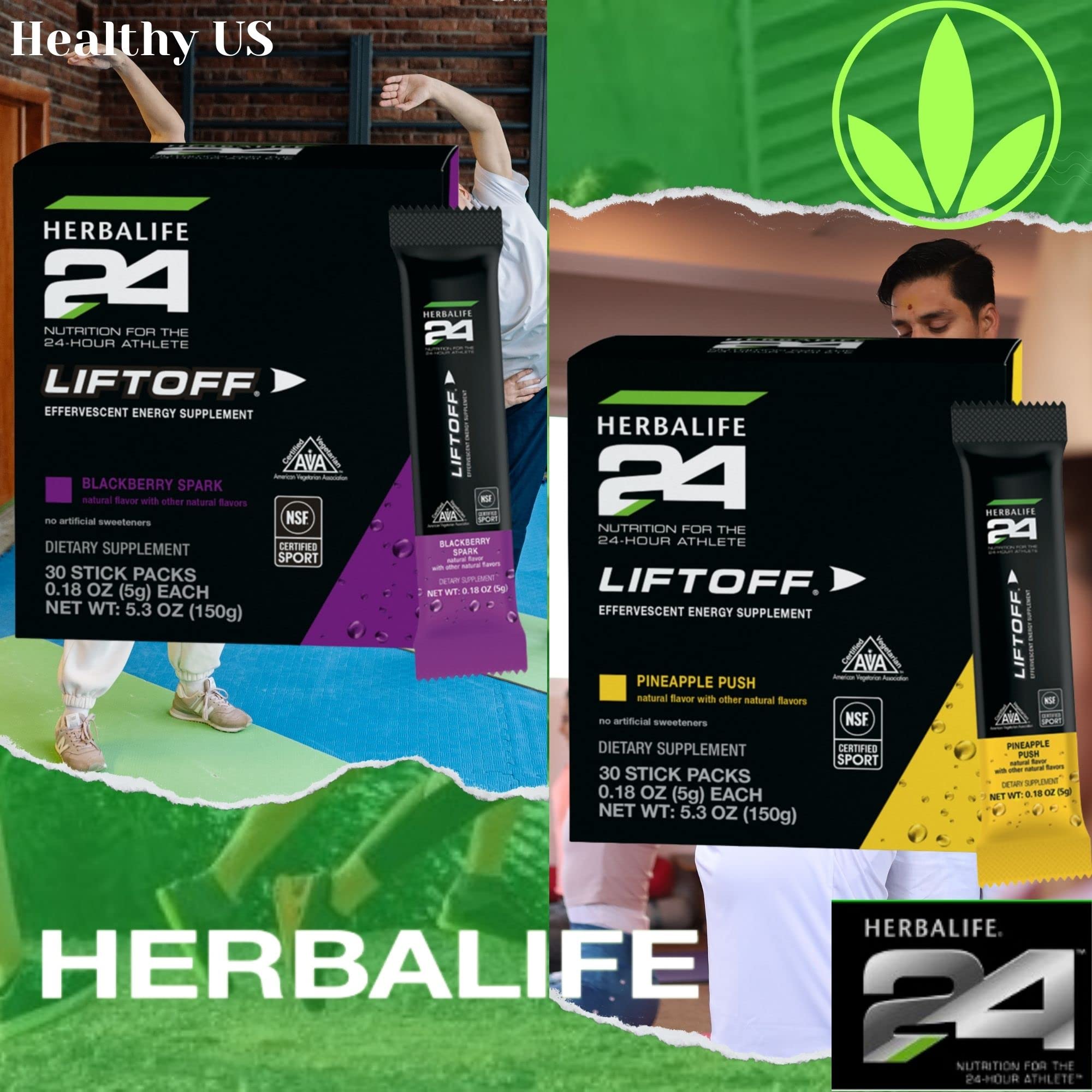 HERBALIFE24 Liftoff Pineapple Push Energy Supplement - 30 Stick Packs for Athletes | Natural Flavor, NSF Certified for Sport & Vegetarian | Pre-Workout Boost & Daily Energy Support