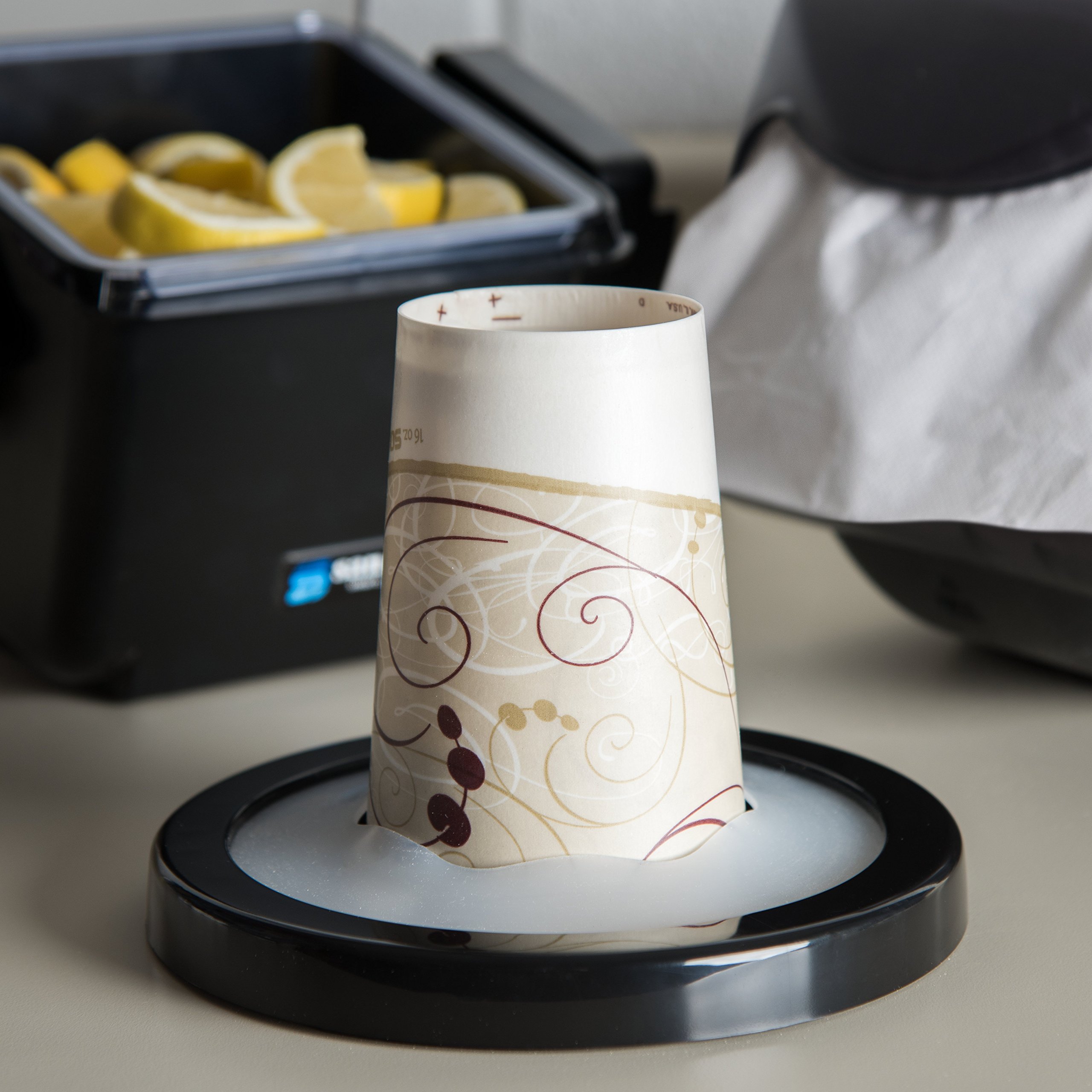 San Jamar One-Size-Fits-All Ez-Fit In-Counter Cup Dispenser - Holds 8-46 Oz Cups with Interchangeable Gaskets - Durable Plastic for Restaurants, Cafeterias & Fast Food - 18 Inch Black - Perfect for Drink Stations, Self-Service Counters & High-Traffic Dining Areas