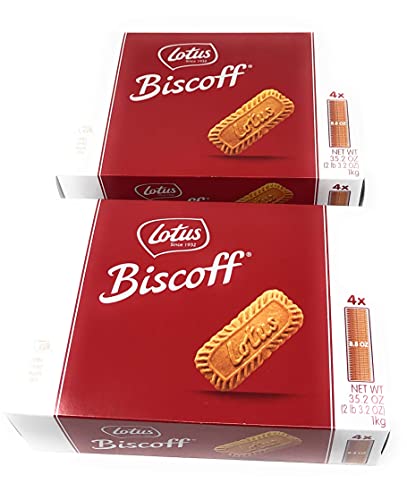 Lotus Biscoff Cookies 4-Pack (2 Boxes, 4 Packets Each) - Crunchy Caramelized Biscuits for Coffee, Tea & Snacking