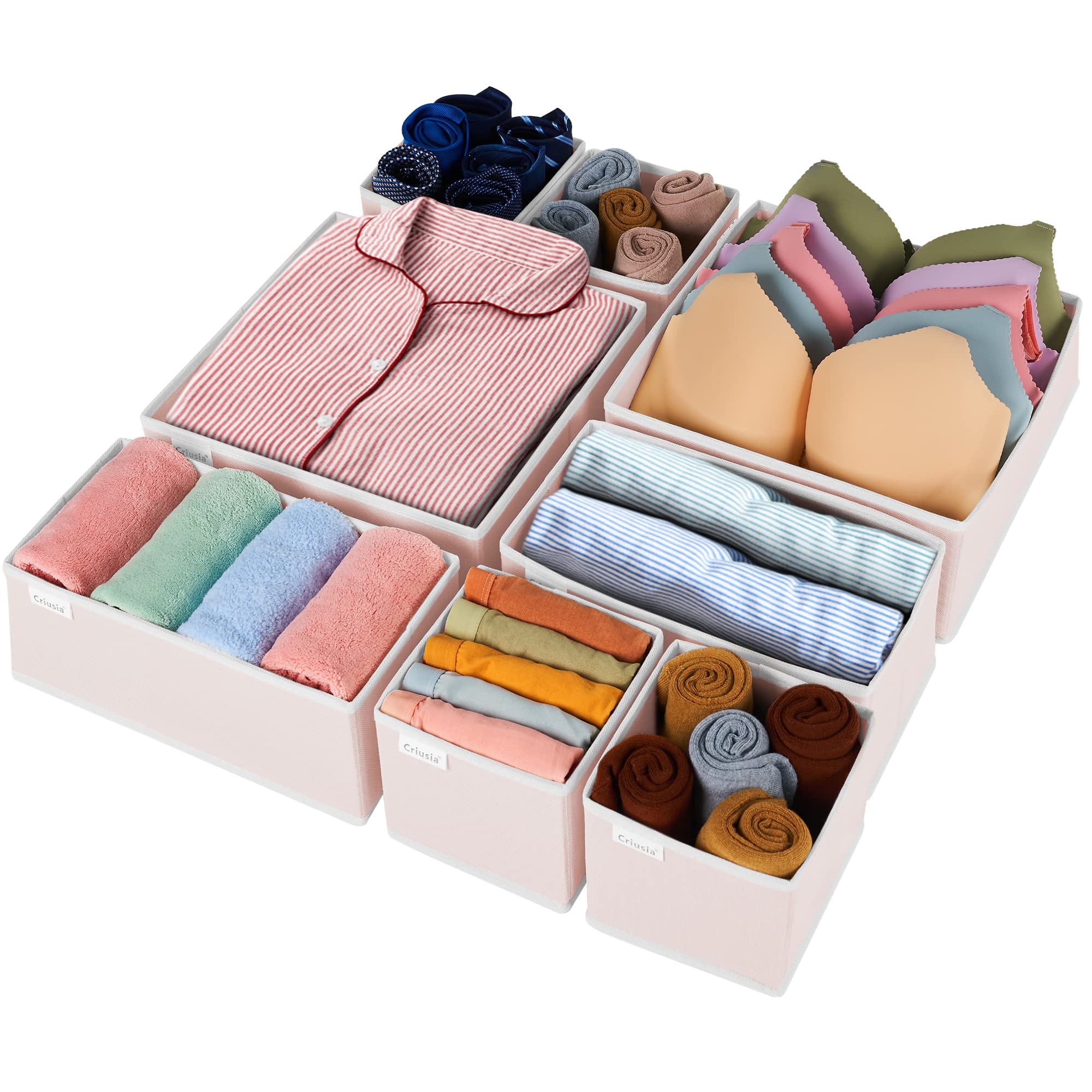 8-Pack Foldable Cloth Drawer Organizers for Underwear, Clothes & Scarves - Space-Saving Closet & Dresser Storage Box Dividers for Home Organization (Perfect for Bedroom, Bathroom & Travel)