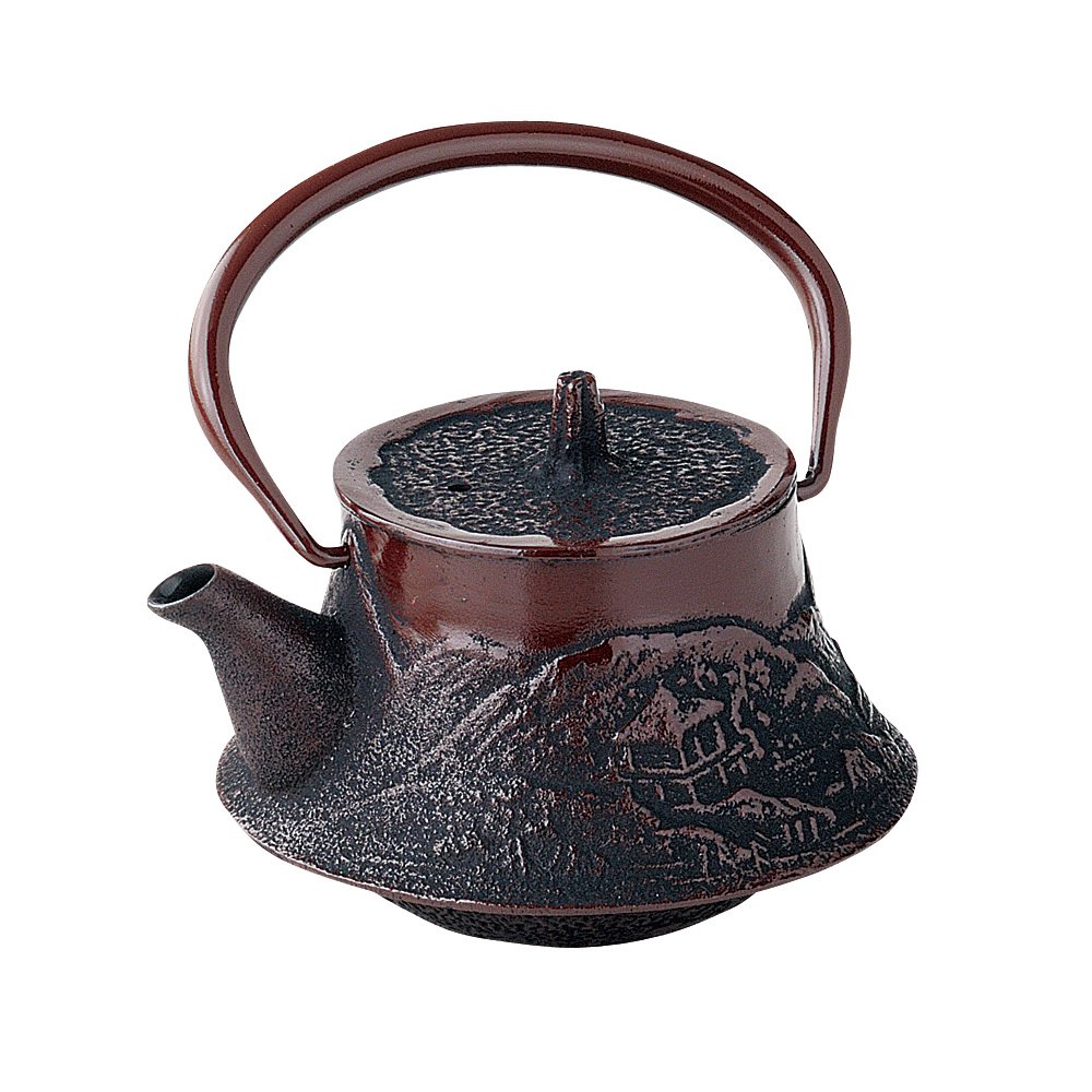 Premium Japanese Cast Iron Teapot - Nanbu Tetsubin with Mt.Fuji Landscape Design, 0.3L Capacity with Stainless Steel Infuser - Perfect for Tea Ceremonies, Home Brewing & Gift Giving