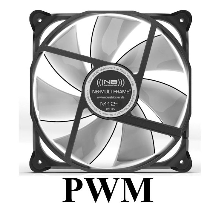 Black Noise Blocker 120x120x25mm NB Multiframe M12 P - High Performance Cooling Fan for PC, Server & Industrial Equipment - Perfect for Gaming Rigs, Data Centers & HVAC Systems
