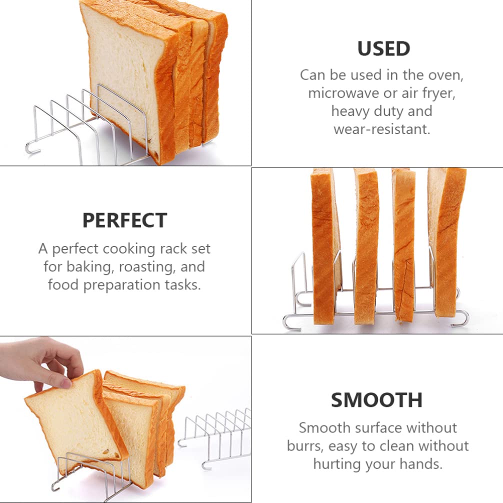 Stainless Steel Toast Stand & Bread Rack - 2 Pack Grill Accessories for Oven, Air Fryer, BBQ - Perfect for Toasting, Steaming, and Serving Bread Slices