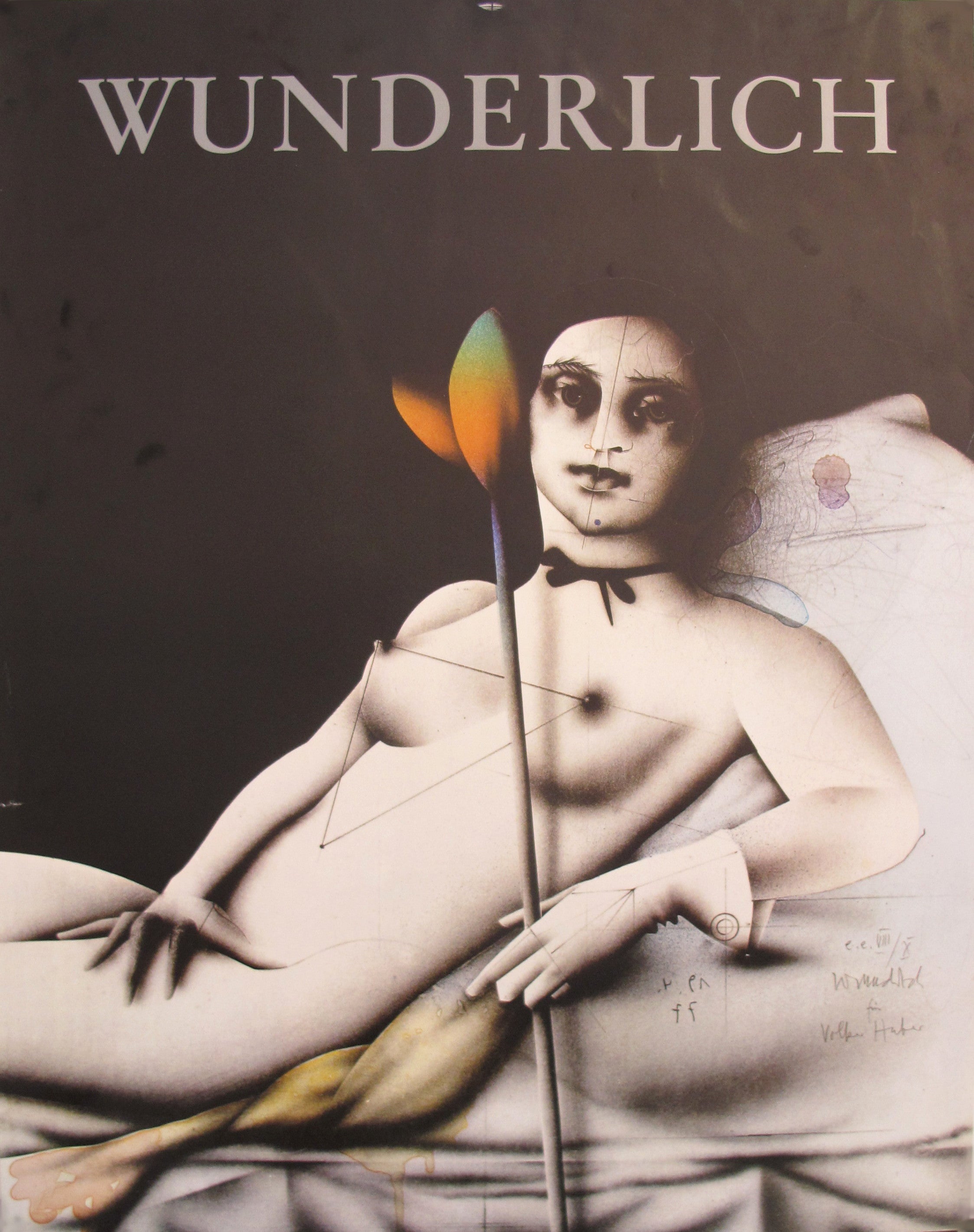 1977 Original Vintage Art Poster by Paul Wunderlich - Flower for Olympia - Wall Decor for Home, Office & Art Gallery Display
