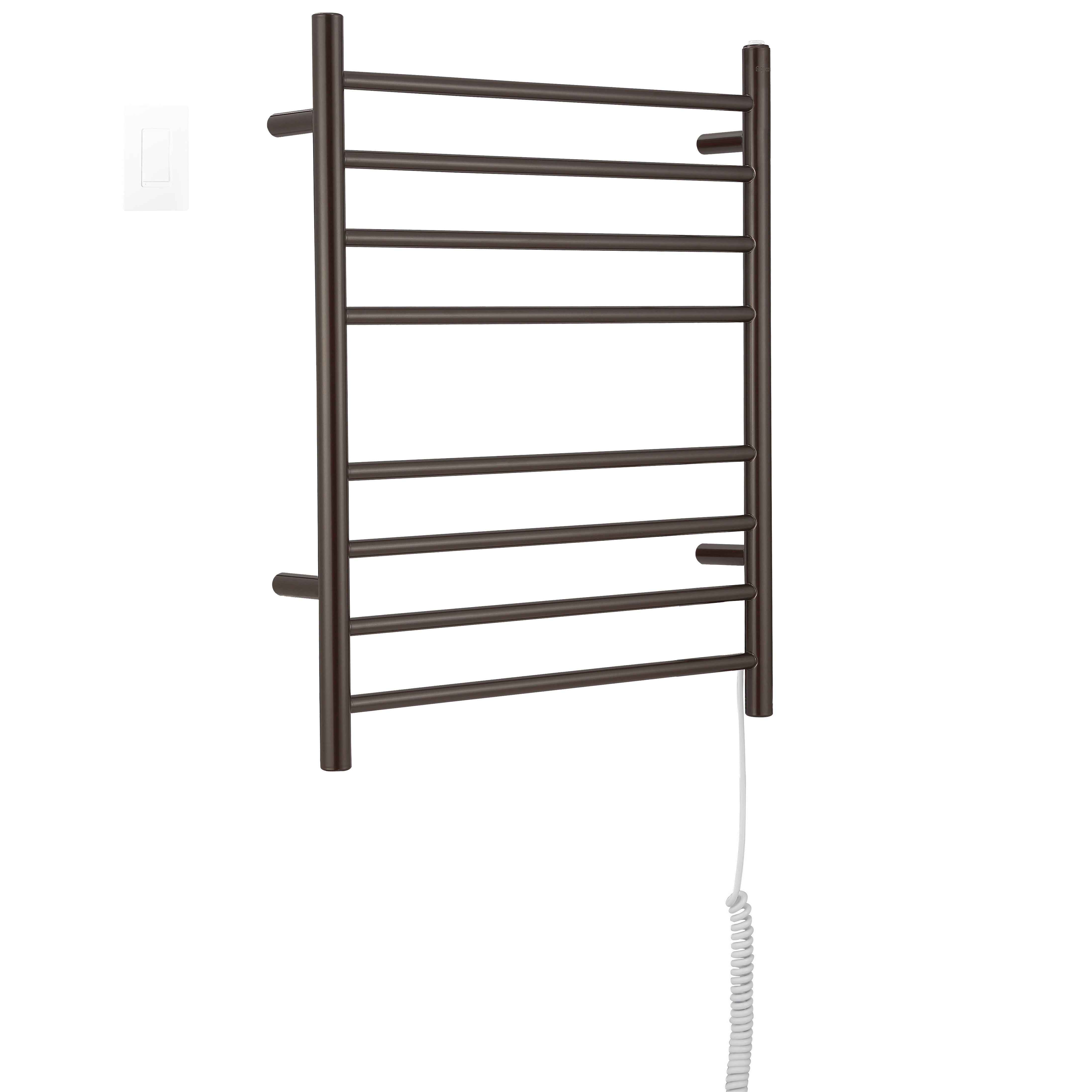 Ancona Prestige Dual 8 Bar Hardwired & Plug-in Bathroom Towel Warmer with WiFi Timer - Oil Rubbed Bronze Finish for Spa, Luxury Hotels & Home Bathrooms