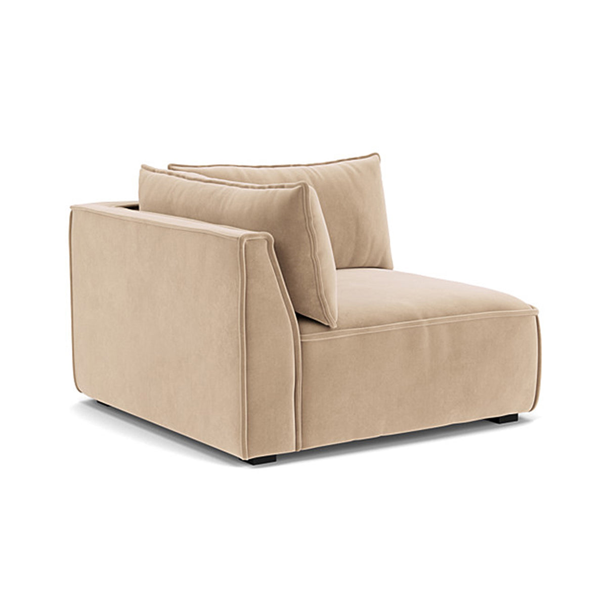 Daphne Velvet Right Corner Modular Sofa - 1 Seater Contemporary Sectional Couch for Small Spaces | Perfect for Apartments, Living Rooms & Cozy Corners