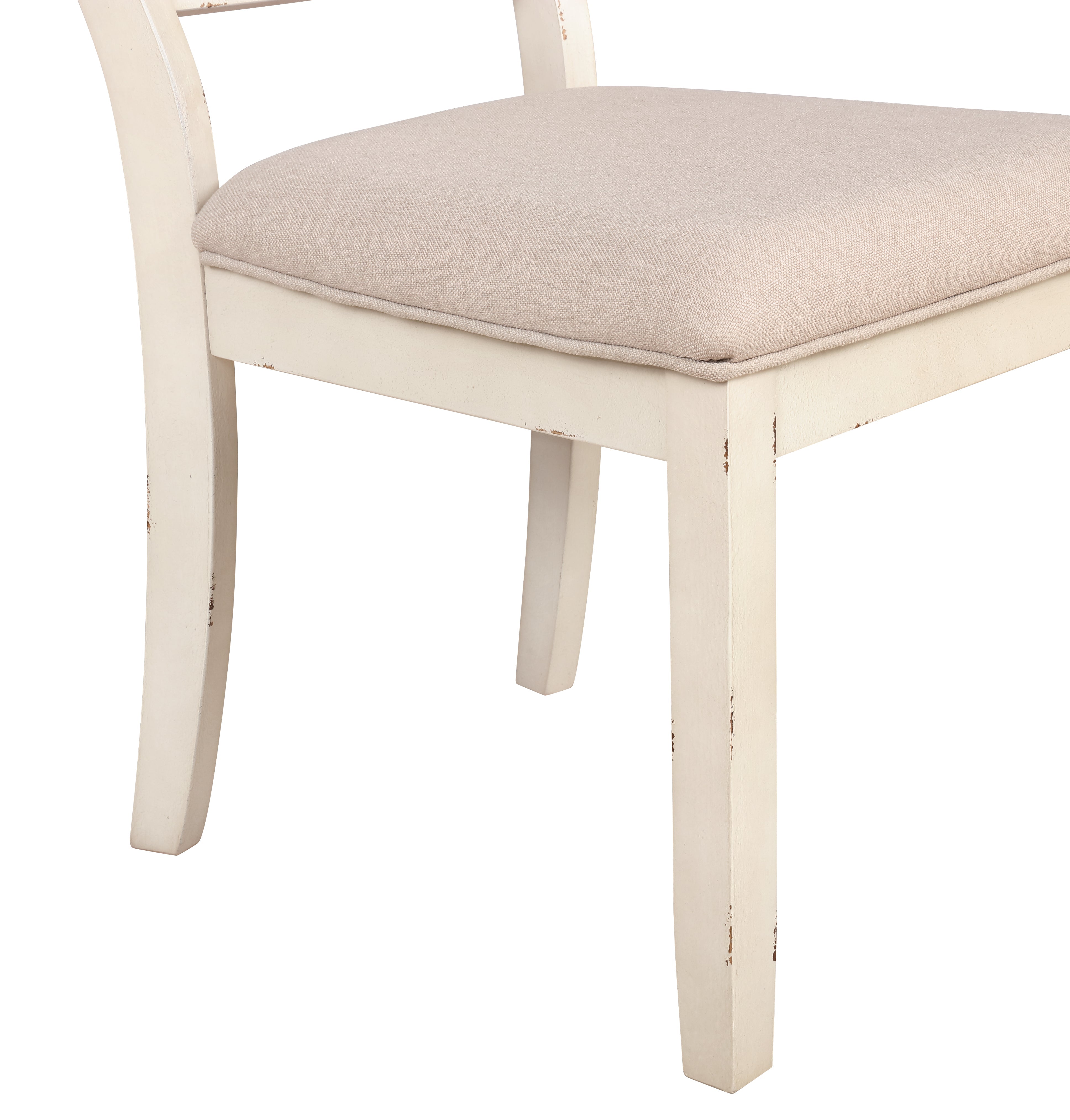 Roundhill Furniture Prato Wood Cross Back Upholstered Dining Chairs - Antique White Set of 2 - Elegant Kitchen & Dining Room Seating for Home & Restaurant Decor