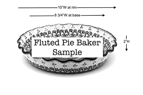 Handmade Polish Pottery Baker - Ceramic Pie Dish with Fluted Edge - Unikat Signature U3271 - Perfect for Baking, Serving & Holiday Gatherings
