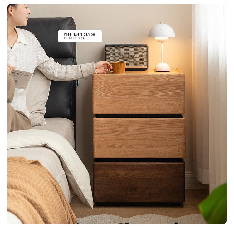 Premium Black Walnut, Cherry & Oak Solid Wood Nightstand with Customizable Storage | Modern Bedside Table for Bedroom, Living Room & Office