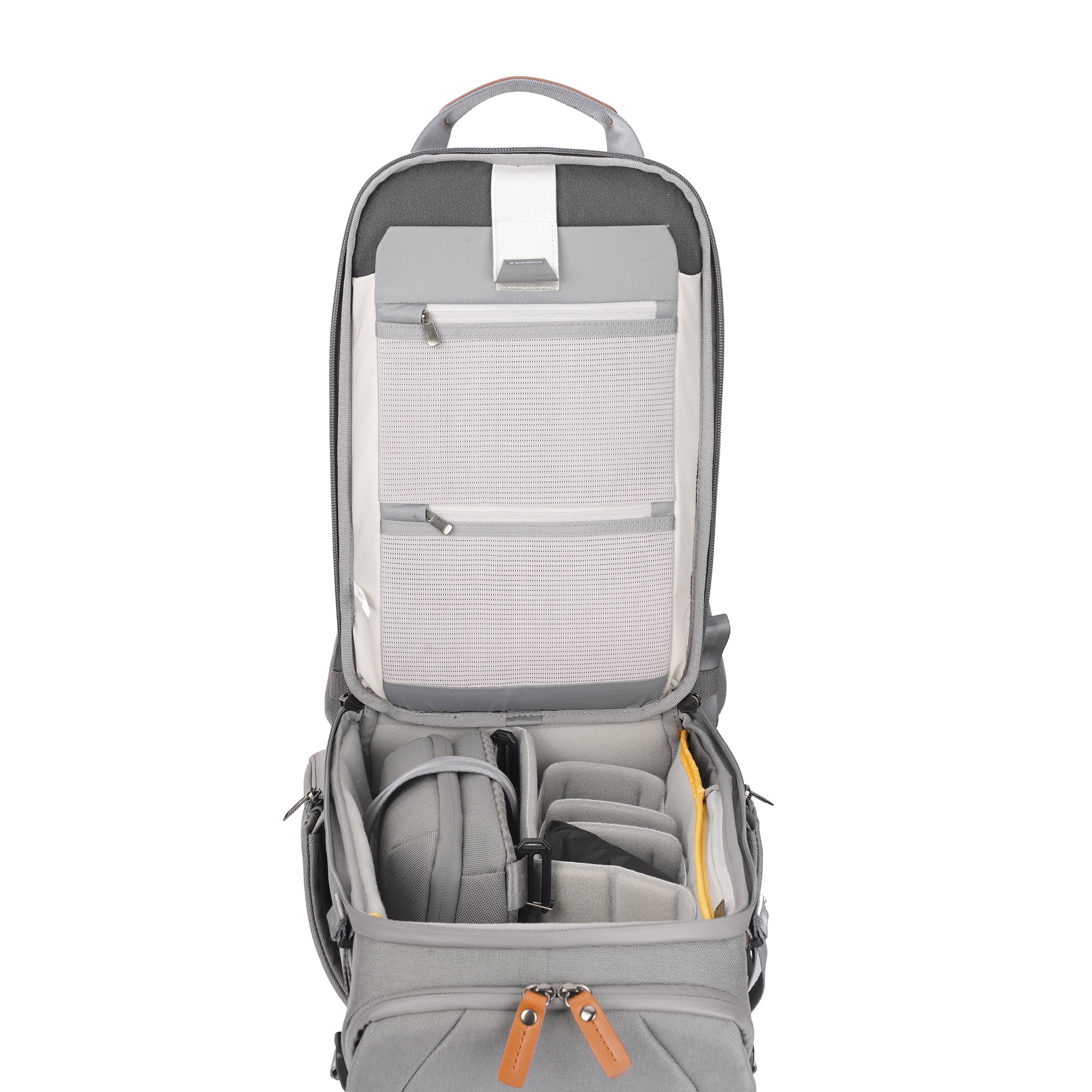 VEO CITY B37 Compact Camera Backpack with Detachable Pouch - Lightweight & Durable Gray Photography Bag for DSLR, Mirrorless Cameras - Perfect for Travel, Hiking & Outdoor Photography