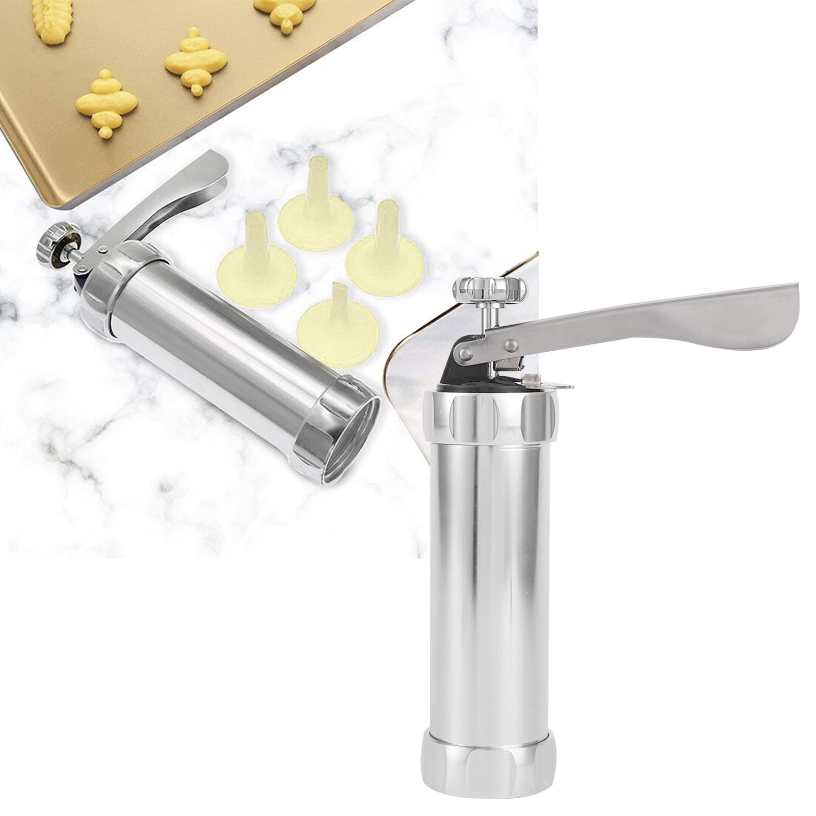 Clear Cookie Press - Easy Squeeze Gun Cookie Press Set for Baking, DIY Biscuit Maker & Decoration | Perfect for Home Kitchen, Restaurants & Coffee Shops | Create Beautiful Cookies for Holidays, Parties & Gifts