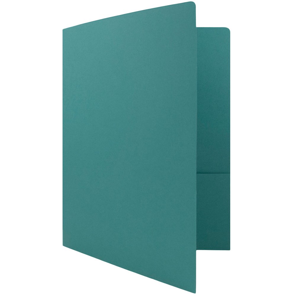 Premium Matte Cardstock Twin Pocket Folders - 100-Pack Teal Blue Folders for School, Office & Organization | Heavyweight Paper Folders for Documents, Projects & Presentations