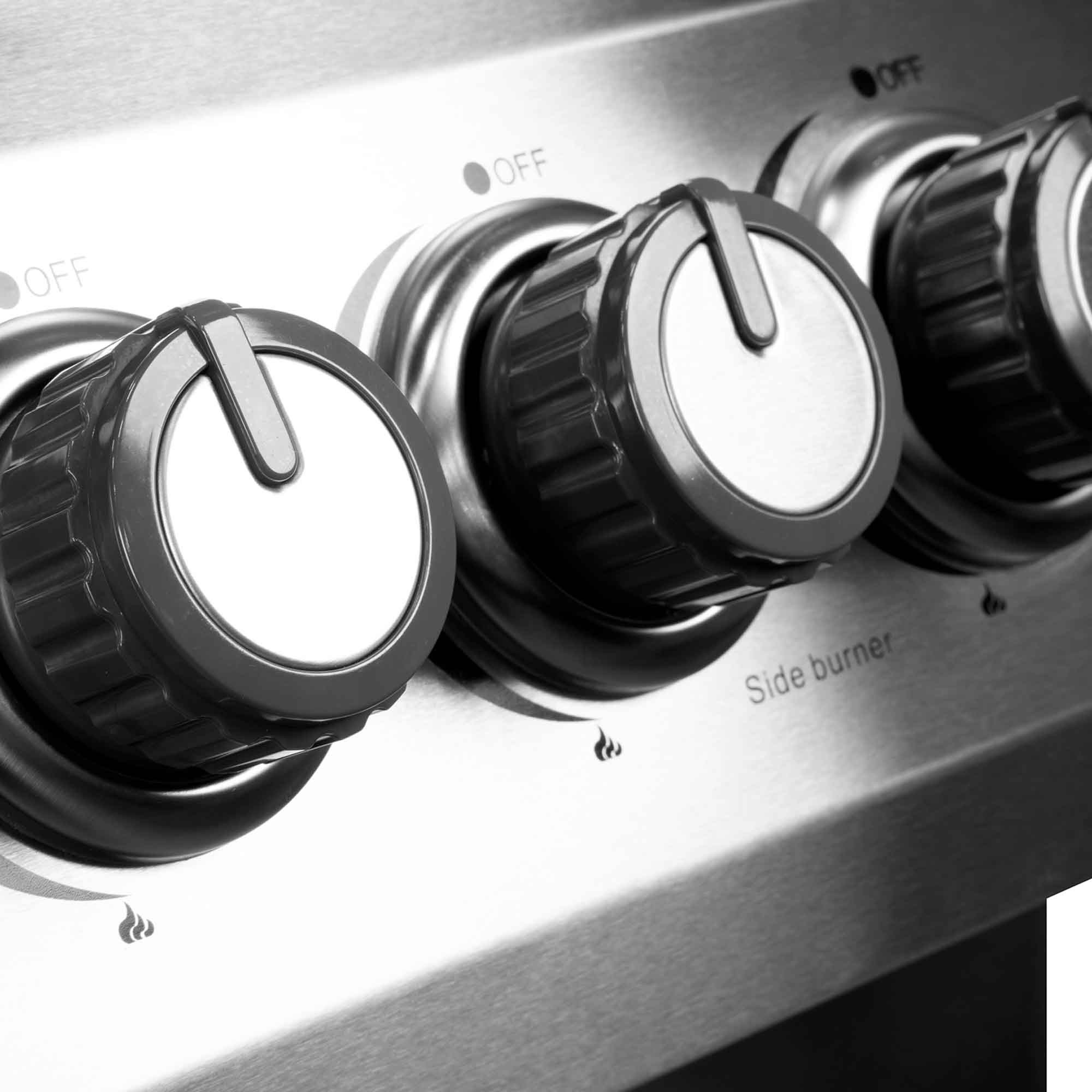 4+1 Burner Deluxe Stainless Steel Gas BBQ Grill with Piezo Ignition - Perfect for Backyard Parties, Camping & Outdoor Cooking (Model DG17)
