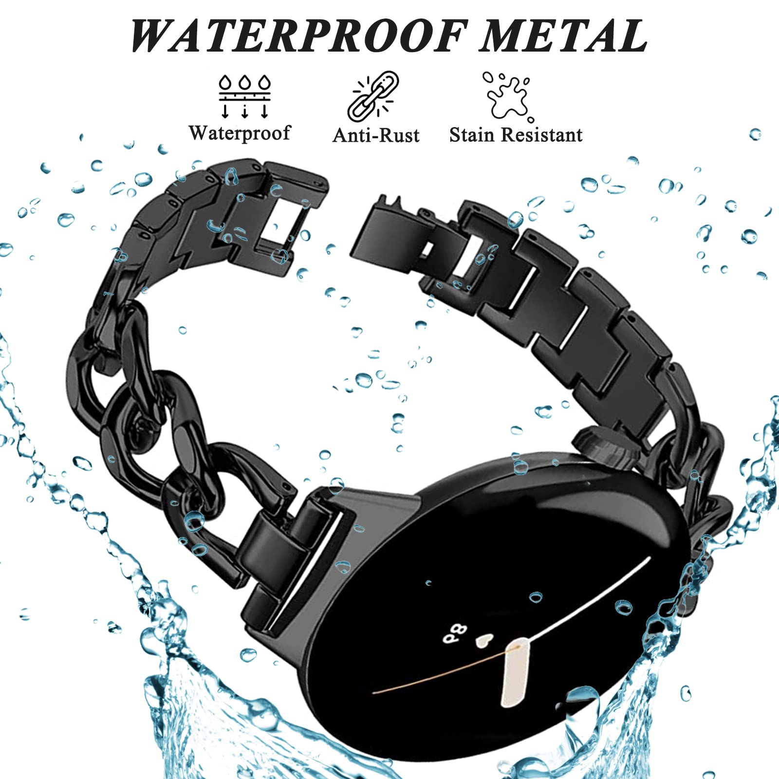 NINKI Compatible for Google Pixel Watch 3 41MM 2024/Pixel Watch 2 2023 Metal Band, Luxury Stainless Steel Strap for Pixel Watch 1 2022, Slim No Gap Jewelry Replacement Wristband for Work, Gym & Formal Occasions