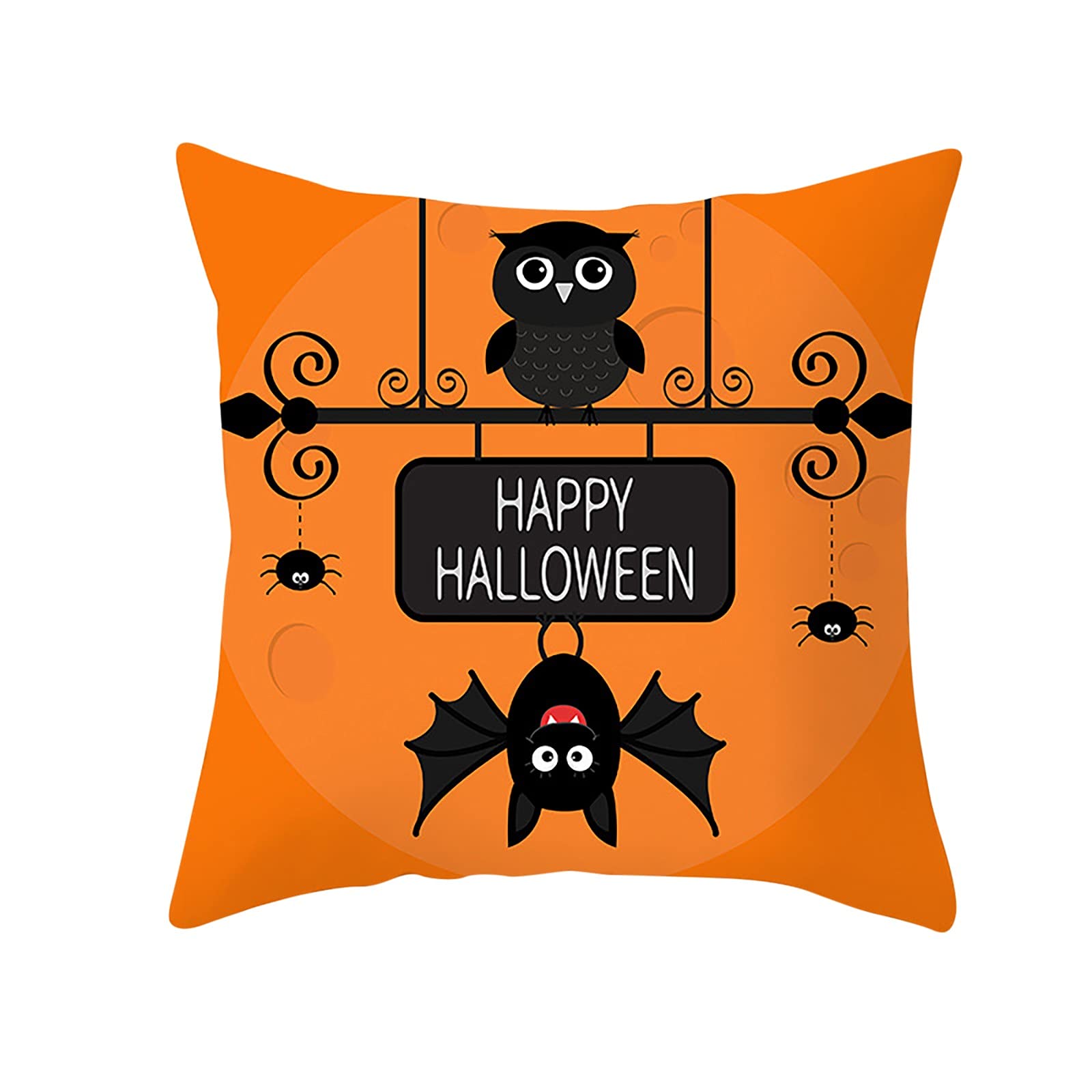 BNMK 18×18 Inch Halloween Pillow Covers - Pumpkin Throw Pillow Cases for Sofa & Couch - Rustic Linen Halloween Decorations for Trick or Treat Holiday - Perfect for Living Room, Porch & Halloween Party Decor