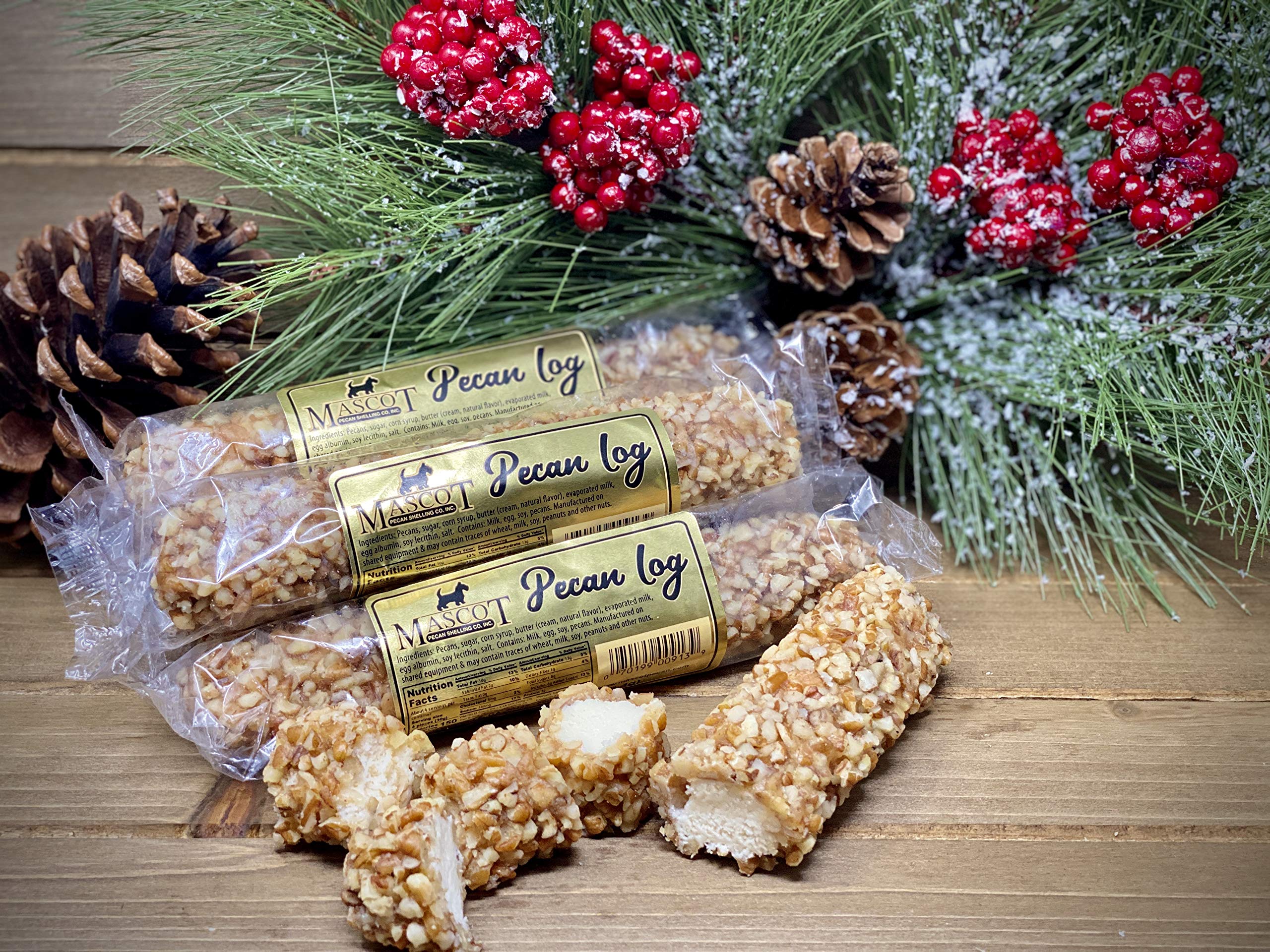 Fresh Georgia Pecan Log Rolls - 3 Individually Wrapped 4 oz Rolls | Natural Nutty Snack for Gifts, Parties & Holiday Treats | Perfect for Christmas, Thanksgiving & Office Snacking