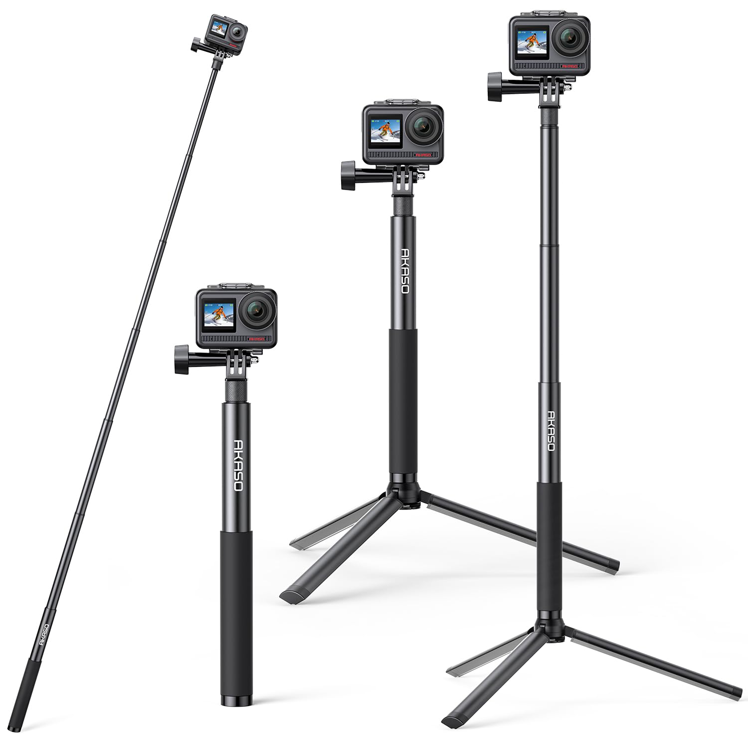 AKASO 1.2M Extendable Selfie Stick with Tripod Stand - Compatible with GoPro Hero 12/11/10/9/8/7/Max, DJI Osmo Action & AKASO Action Cameras - Perfect for Vlogging, Travel Adventures & Outdoor Sports Photography