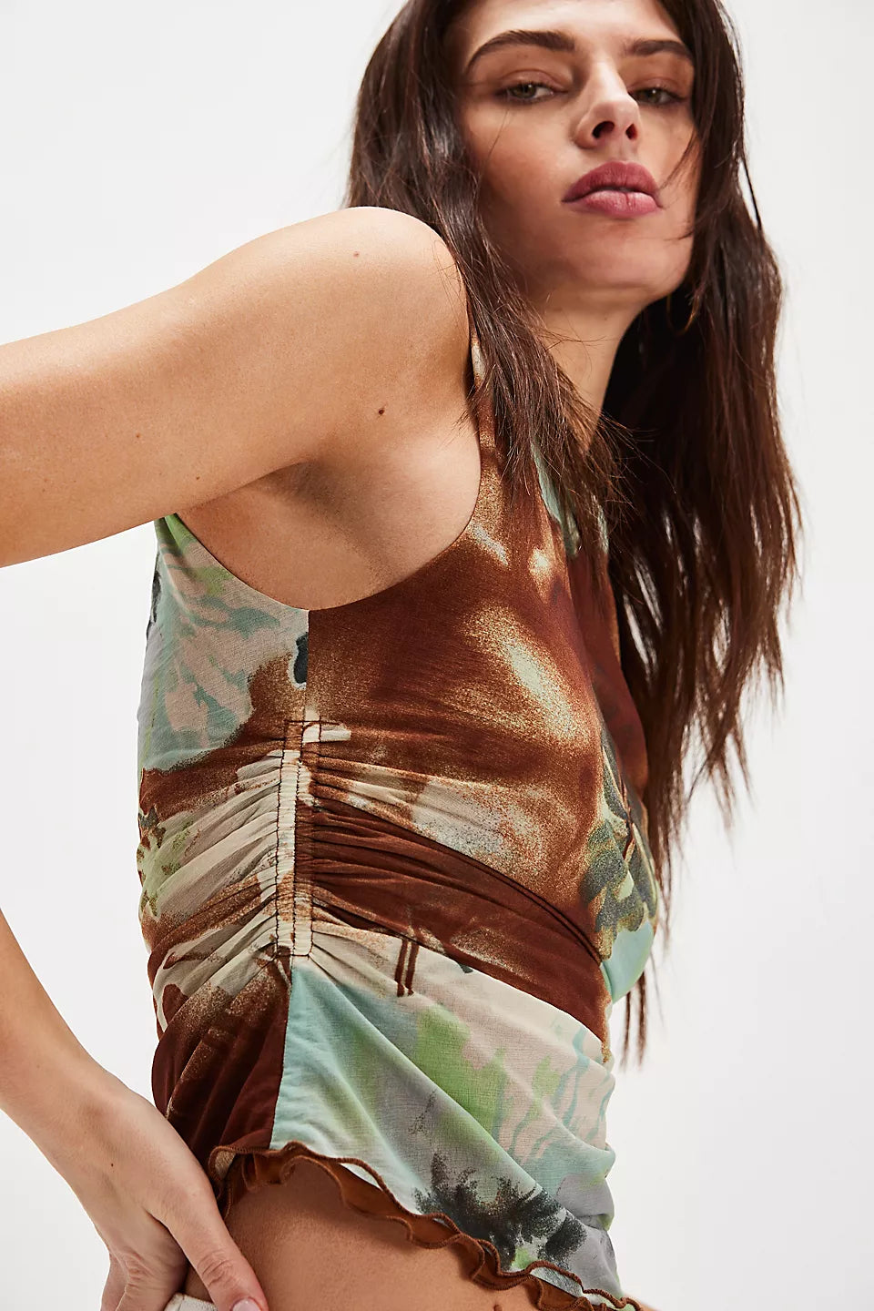 Ash Printed Knit Top | Moss Combo Women's Casual T-Shirt | Perfect for Everyday Wear, Weekend Outfits & Layering