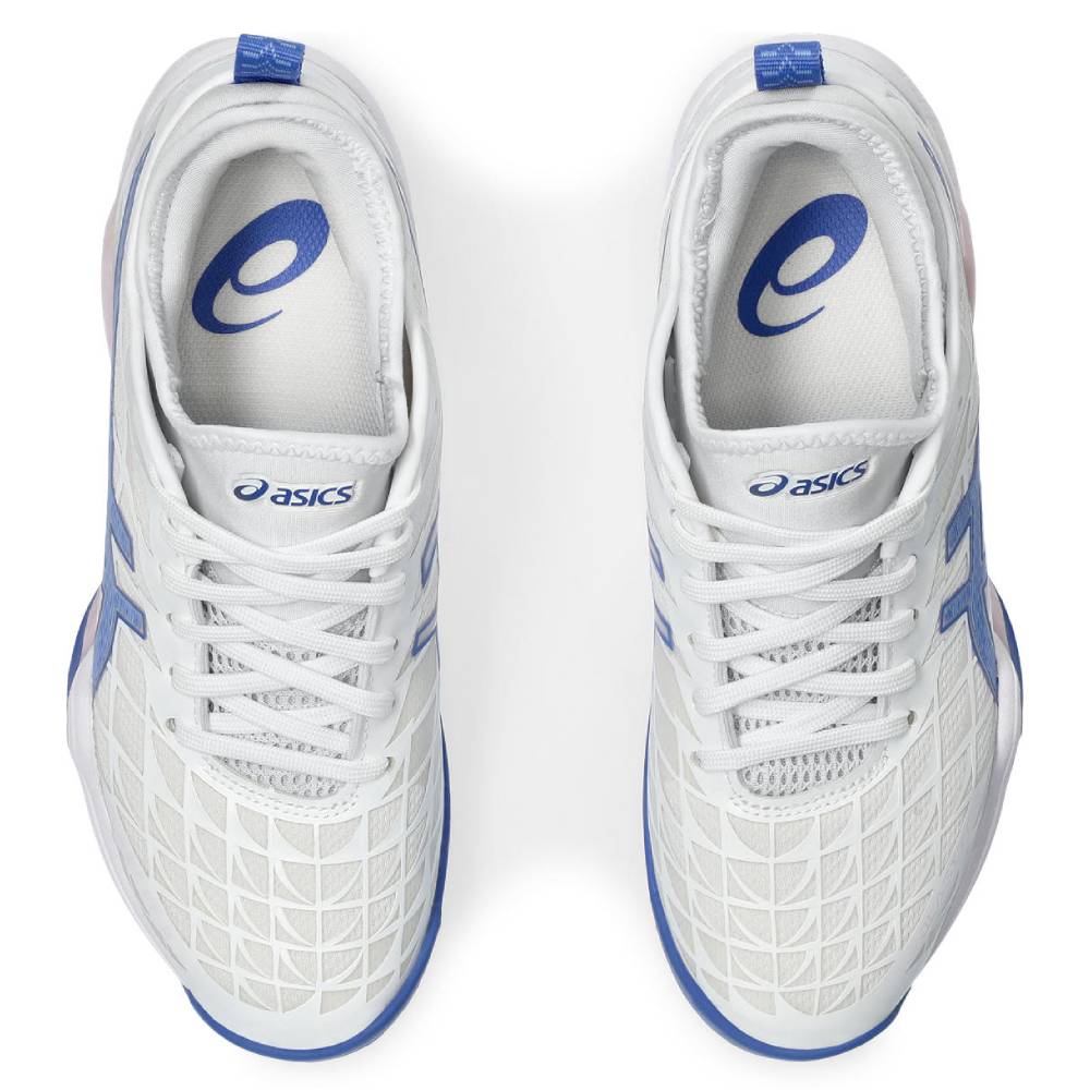ASICS Blast FF 3 Women's Volleyball Shoes - White/Sapphire - Indoor Court Shoes for Women - Perfect for Volleyball, Badminton & Squash Games
