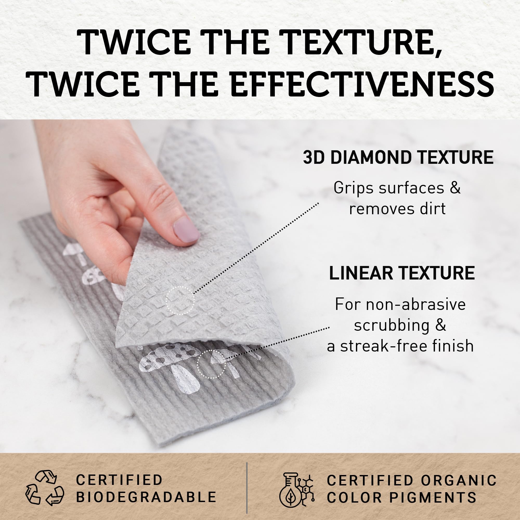 Premium Swedish Dishcloths - 10 Pack Grey Reusable & Washable Cellulose Cotton Kitchen Towels | Eco-Friendly Alternative to Paper Towels, Sponges & Dish Rags | Made in Sweden | Perfect for Dishwashing, Counter Cleaning & Household Chores