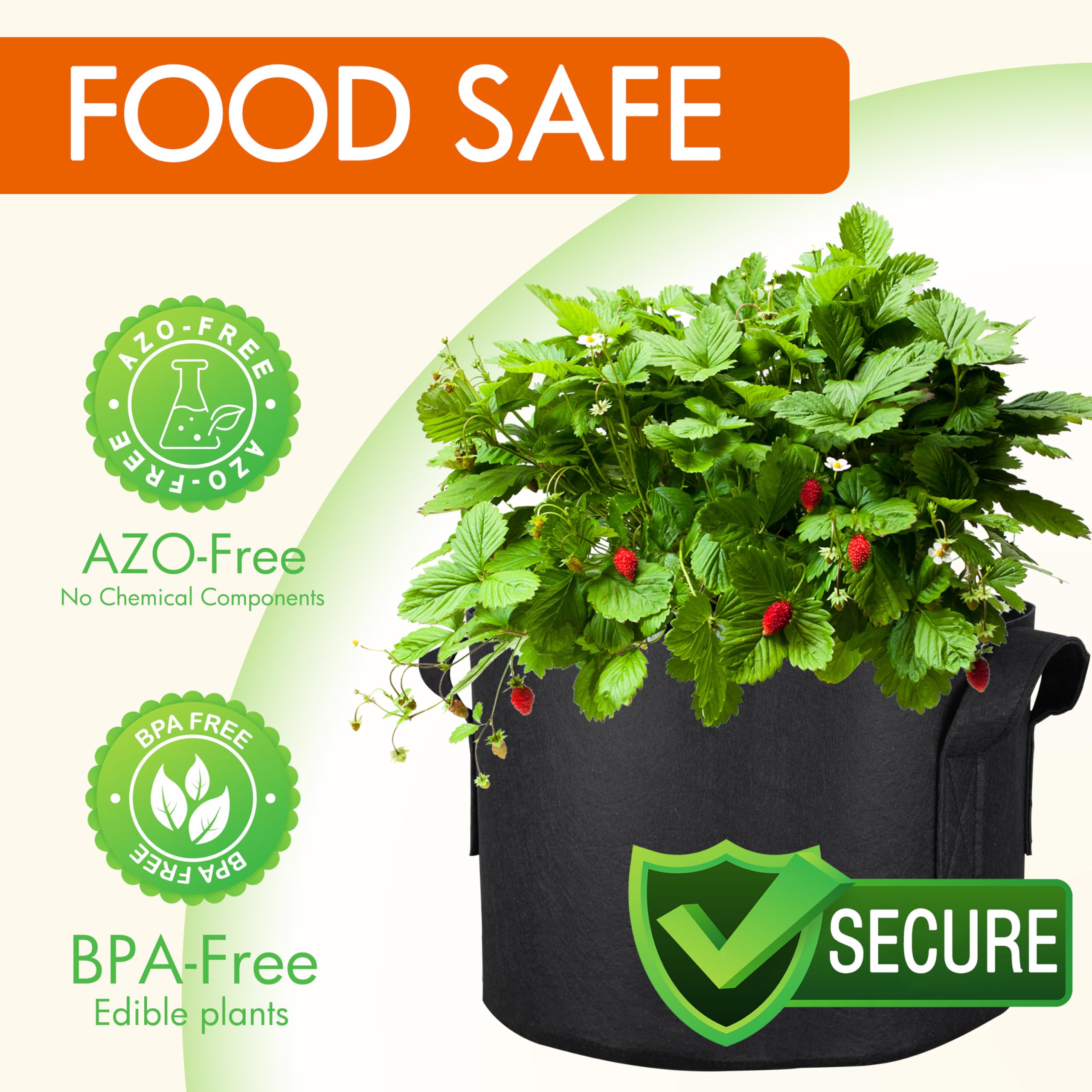 **Gardzen 20-Pack 5 Gallon Grow Bags - Breathable Fabric Plant Pots with Sturdy Handles for Vegetables, Herbs, and Flowers - Ideal for Indoor & Outdoor Gardening**