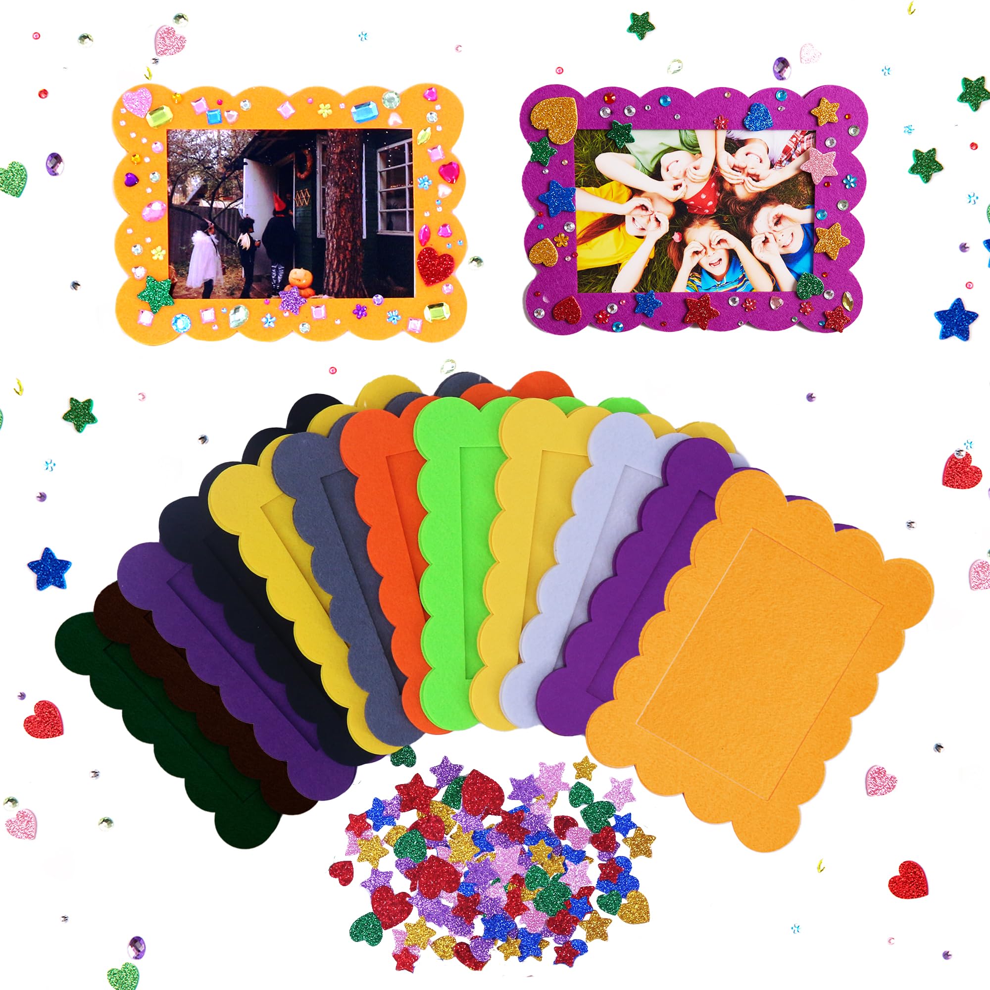 12-Pack DIY Felt Photo Frames 4×6 - Kids Craft Kit for Girls, Toddlers | Party Favors & Arts Supplies