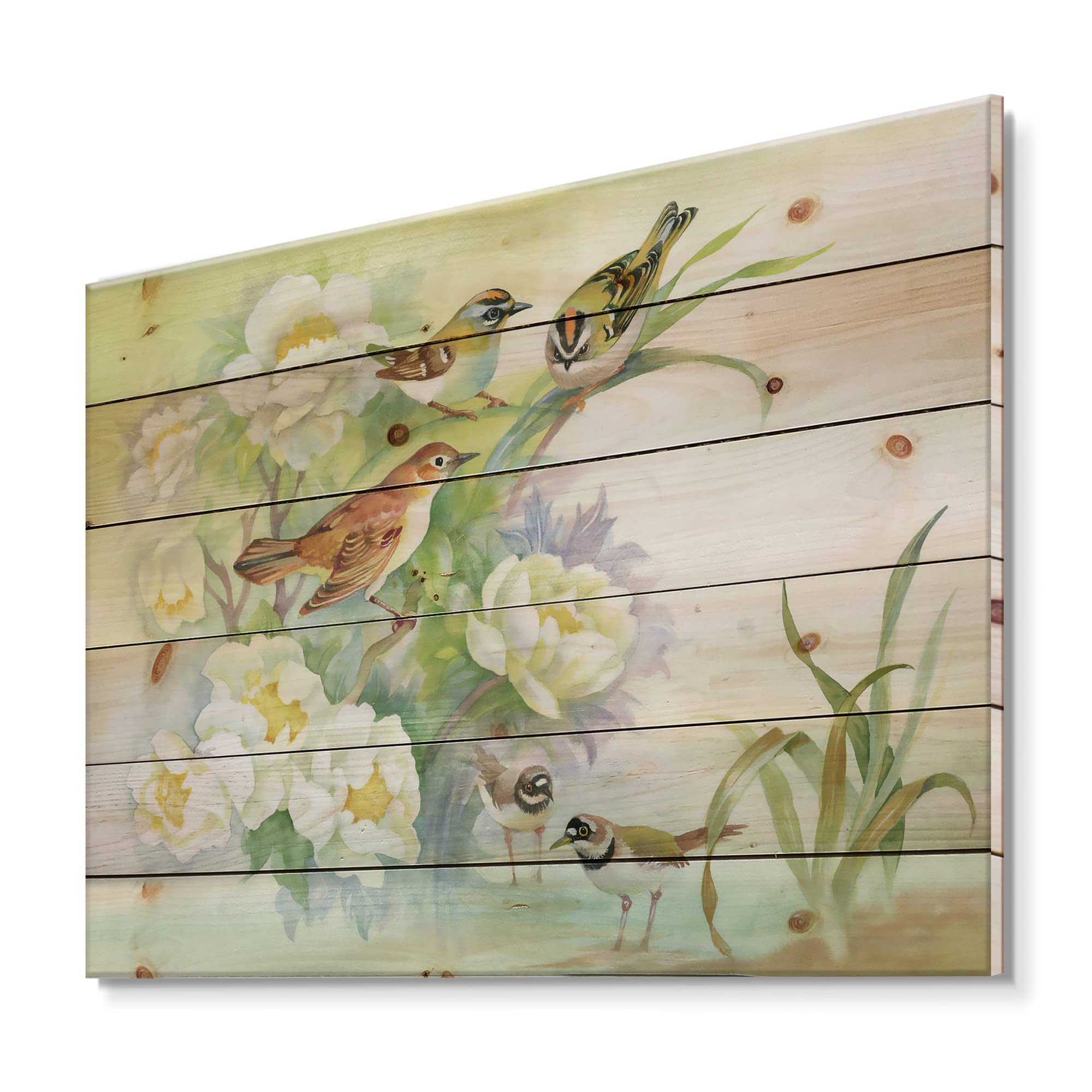 Traditional Rustic Scenery Wood Wall Art - Flowers & Birds Design on Natural Pine Wood, Large Animal Wall Panels for Home Decor | Perfect for Living Room, Bedroom & Cabin Aesthetic