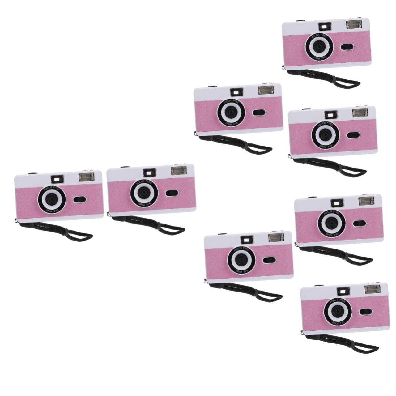 Homoyoyo 8-Pack Retro Vintage Film Cameras - Mini Travel Cameras with Built-in Flash, ABS White Macaron Design for Photography Enthusiasts | Perfect for Travel, Parties, and Vintage-Themed Events