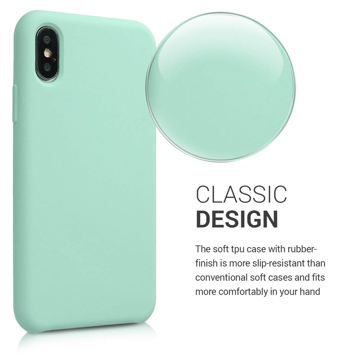 kwmobile TPU Silicone Case for Apple iPhone Xs - Soft Matte Finish Protective Phone Cover in Mint Green | Slim Fit, Shockproof & Scratch Resistant for Everyday Use