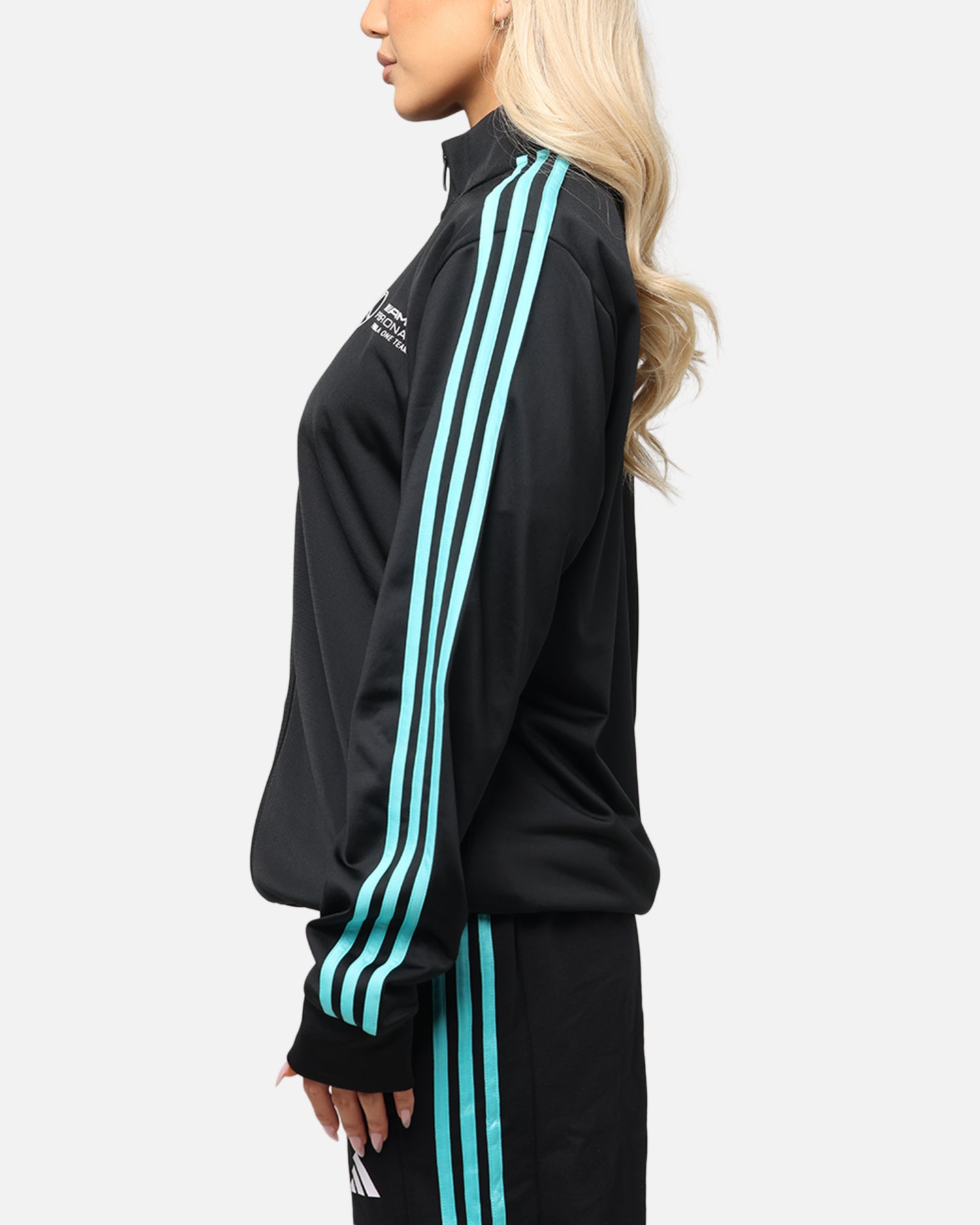 Adidas x Mercedes AMG Petronas Formula One F1 DNA Track Jacket - Black & White - Men's Running & Training Windbreaker for Motorsport Fans & Streetwear Fashion