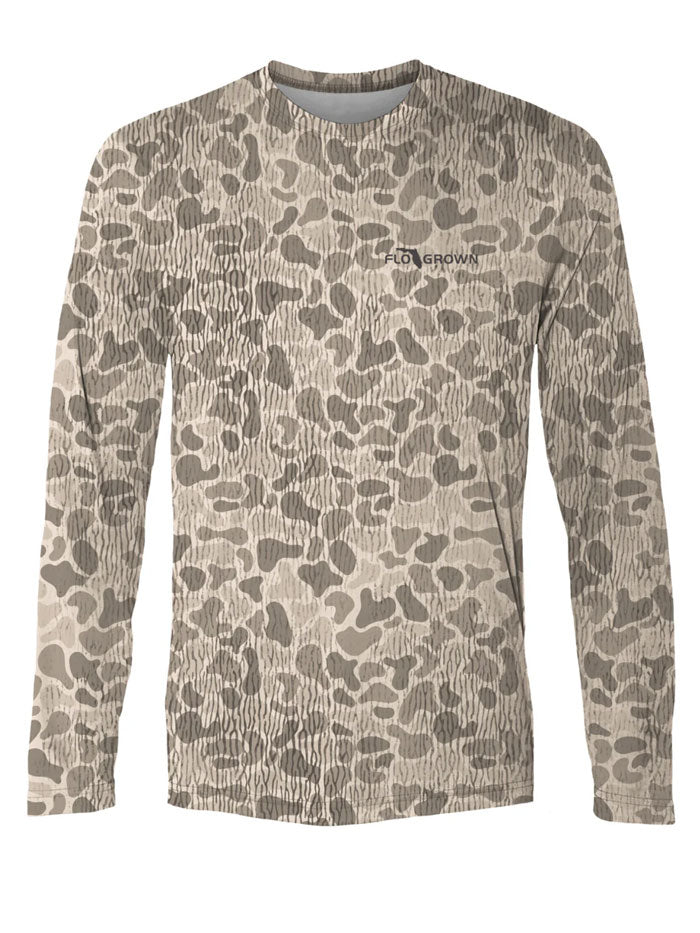 FloGrown FGP 472 Woodland Camo Performance T-Shirt for Men - Moisture Wicking, Breathable, Quick Dry Tan Tee - Ideal for Hunting, Hiking & Outdoor Activities