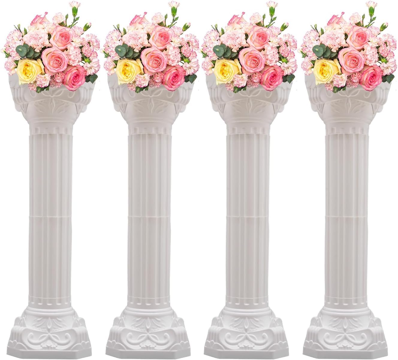 4PCS White Roman Column Set - 10.63x34.65in Hollow Wedding Pillars for Party Decor, Floral Arrangements & Event Centerpieces | Elegant Wedding Arch, Garden Decor & Home Decoration Accents