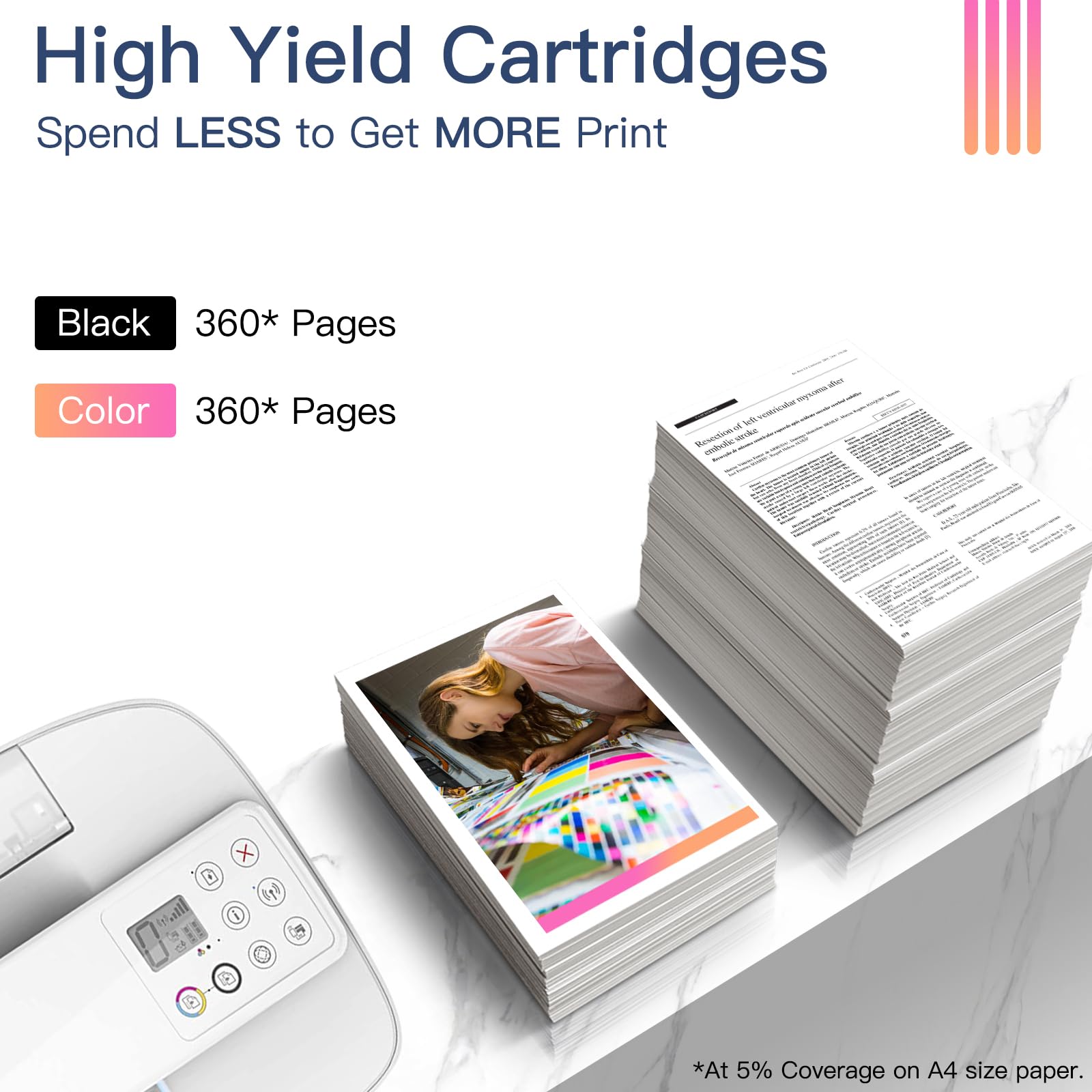 HP 65XL Black & Color Ink Cartridge Combo Pack (2 Pack) - High Yield Replacement for Deskjet 3755, 3752, 2652, 2600, 2622, 5070, 2655, 5000, 2640, 3700 & Envy 5055 Printers - Perfect for Home Office Printing, School Projects & Small Business Documents