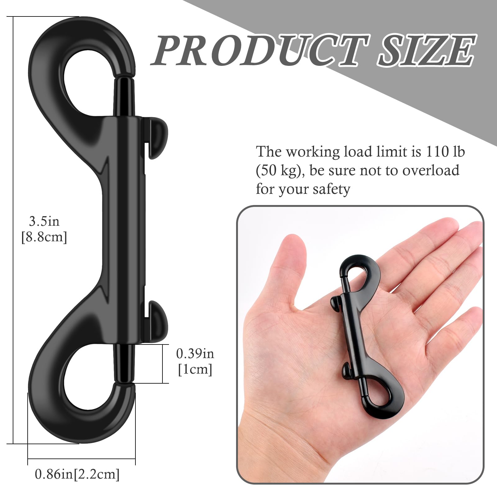 ERKOON 3.5 Inch Heavy Duty Double Ended Bolt Snap Hooks - 110lbs Load Capacity Zinc Alloy Trigger Clips for Dog Leash, Water Bucket, Horse Feed Bag & Hammock - Perfect for Outdoor, Camping, Hiking and Farm Use (10 Pack)