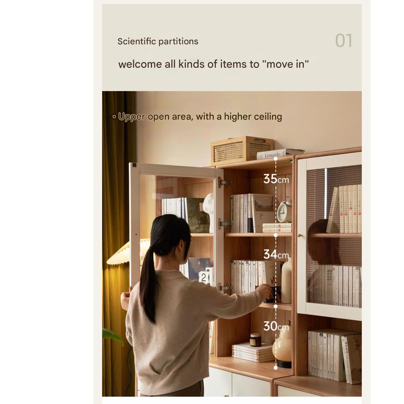 Oak and Poplar Solid Wood Bookcase - Sturdy and Stylish Bookshelf for Home Office, Living Room, or Library Storage