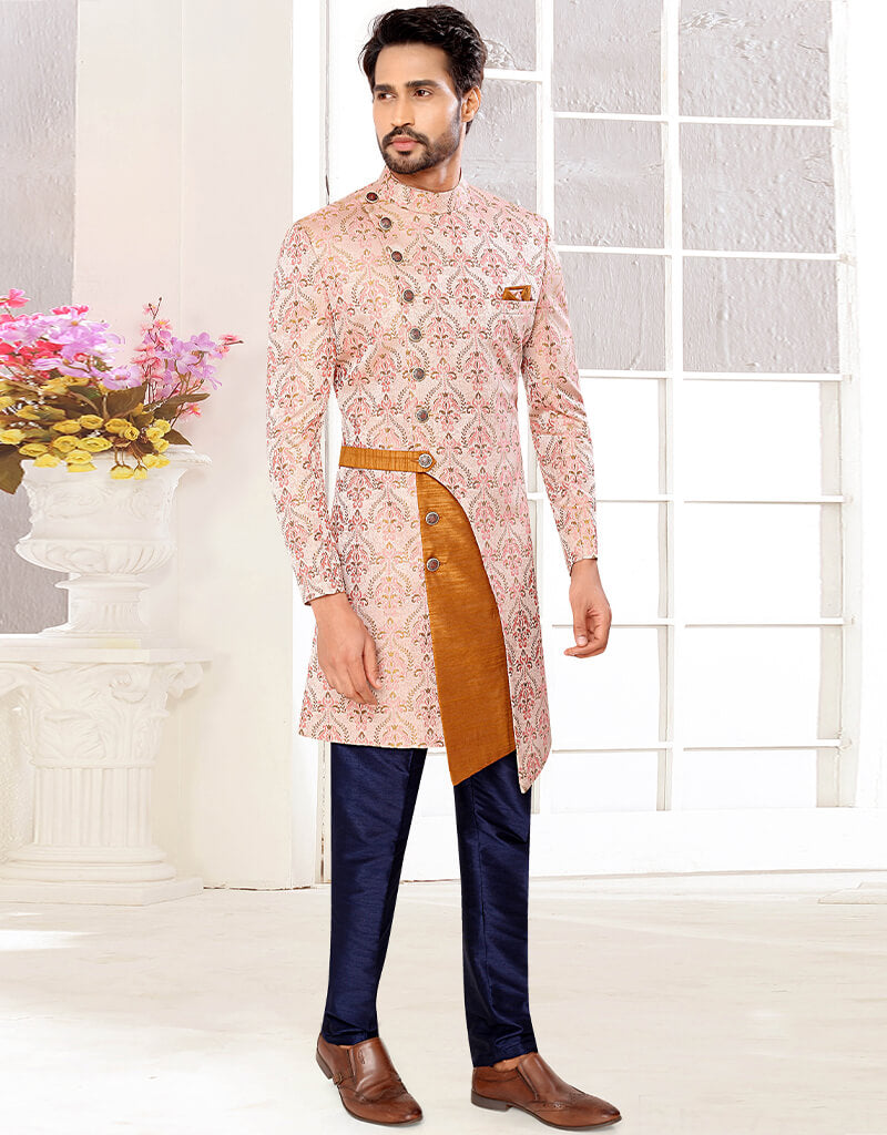 Elegant Baby Pink Kurta with Jacquard Chudidaar Set - Traditional Indian Outfit for Women & Girls - Perfect for Festivals, Weddings & Special Occasions