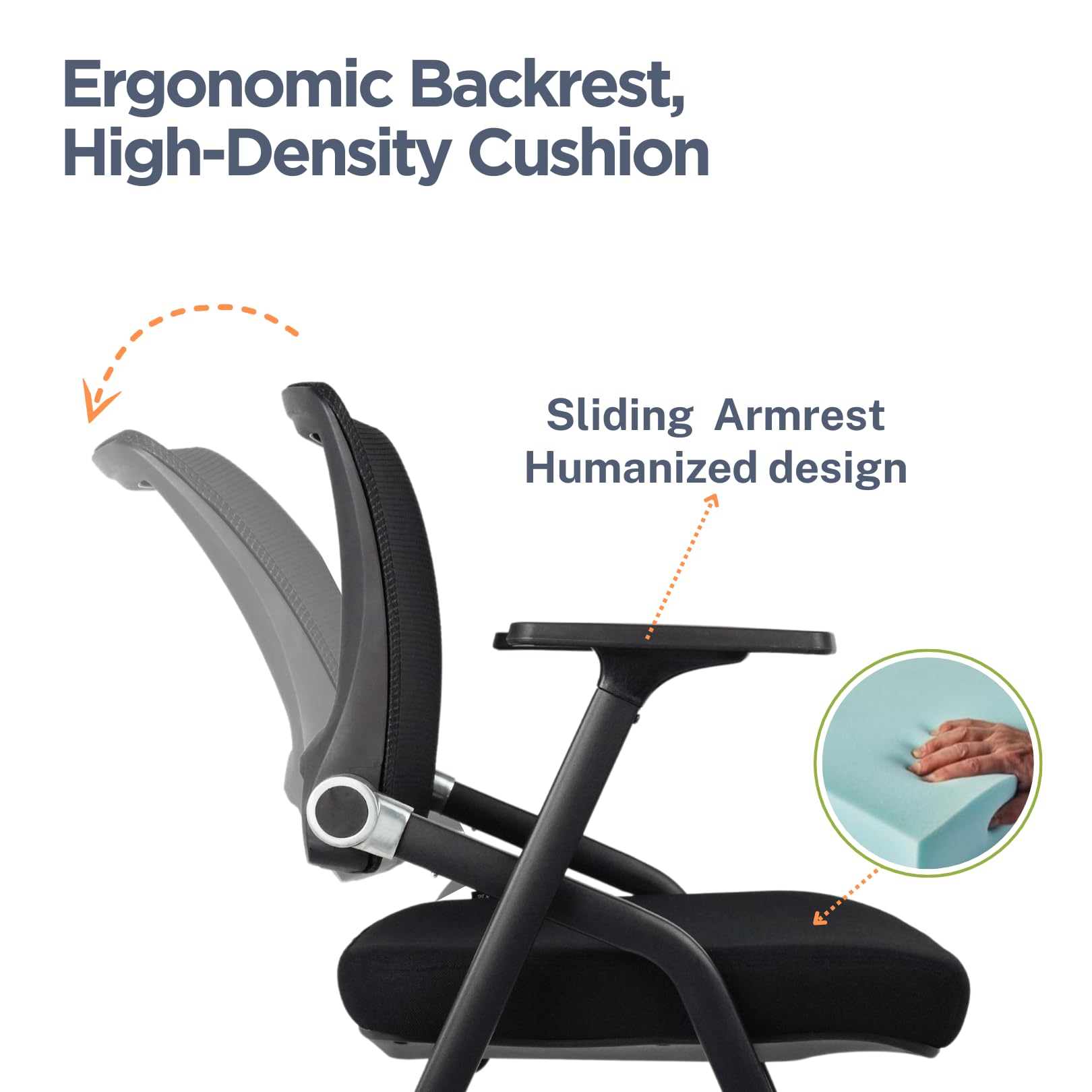 10 Pack Foldable Office Chairs with Wheels - Ergonomic Mesh Back & Armrests, Stackable Conference Chairs for Office, Guest & Reception - Portable Meeting Chairs (Black, 300 lbs Capacity) - Perfect for Home Office, Conference Rooms & Temporary Seating Events