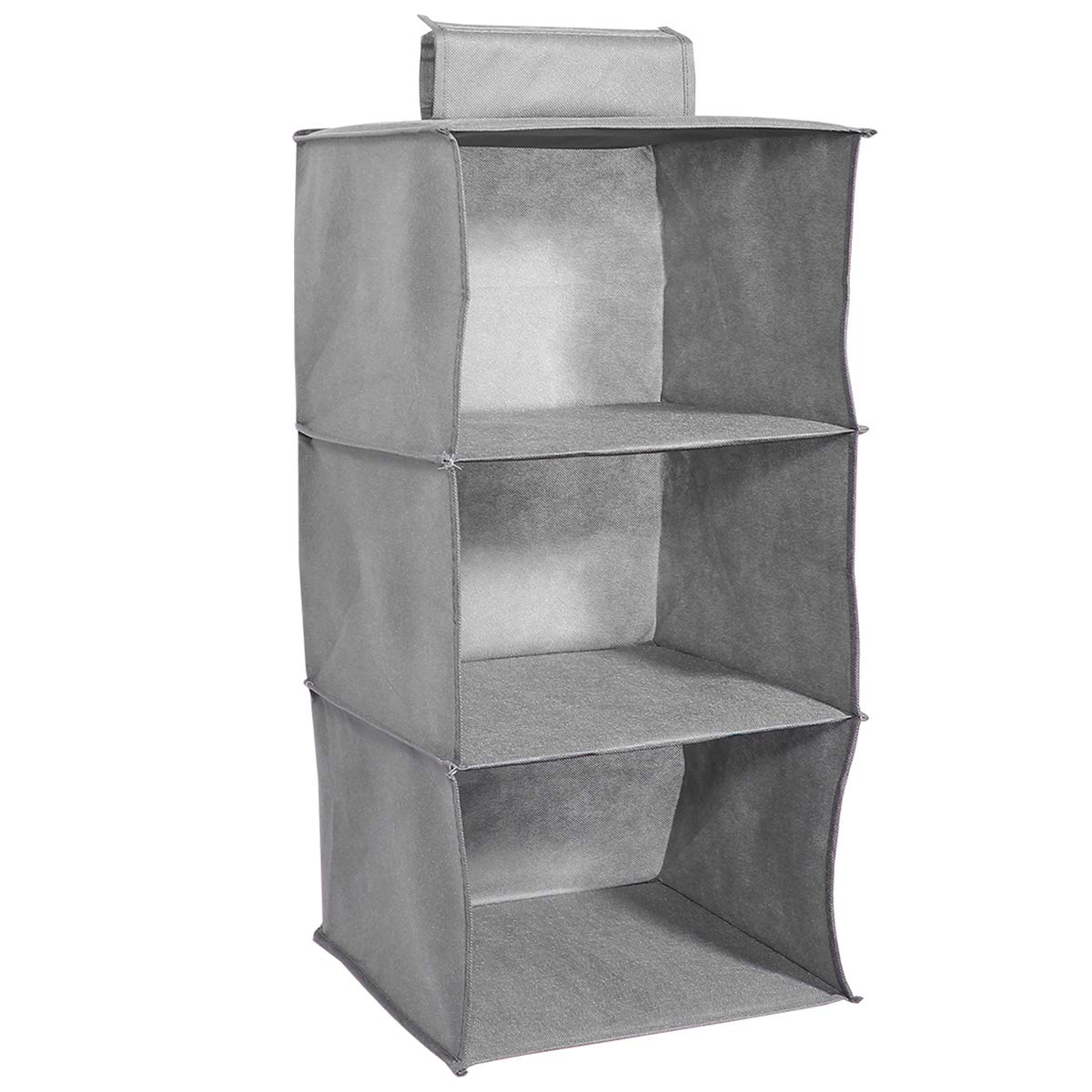 Foldable 3-Layer Hanging Clothes Storage Organizer - Space-Saving Garment Bag for Closet, Wardrobe & Travel - Durable Polyester Fabric (Grey) | Perfect for Small Spaces, Seasonal Clothing Storage & Suitcase Packing