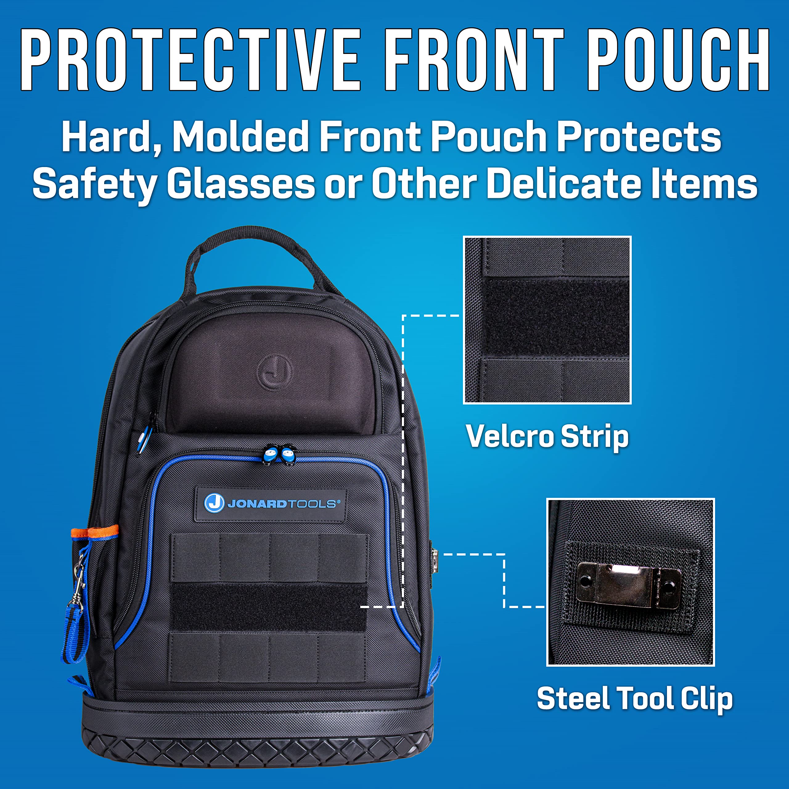 Jonard Tools BP-100 Heavy Duty Technician's Tool Backpack - 48 Storage Pockets, Hard Molded Base - Perfect for Electricians, HVAC & IT Professionals On-The-Go